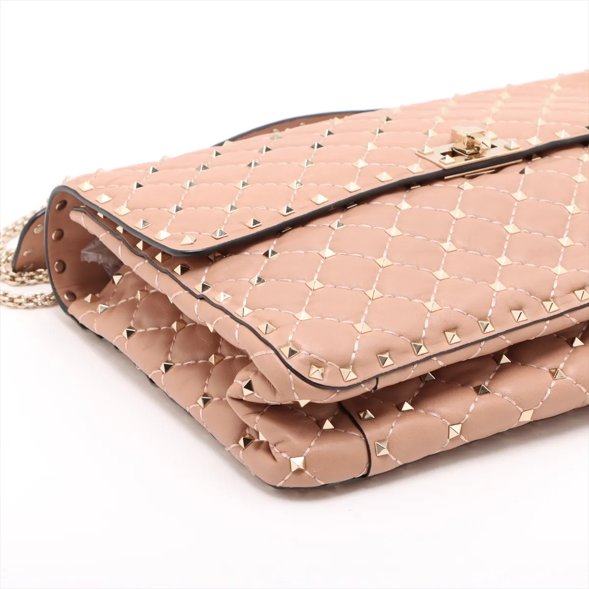 Rockstud Leather 2WAY Shoulder Bag Pink Beige — view 4
