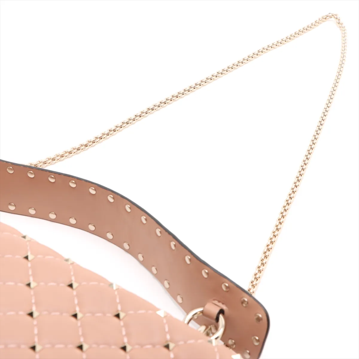 Rockstud Leather 2WAY Shoulder Bag Pink Beige — view 5