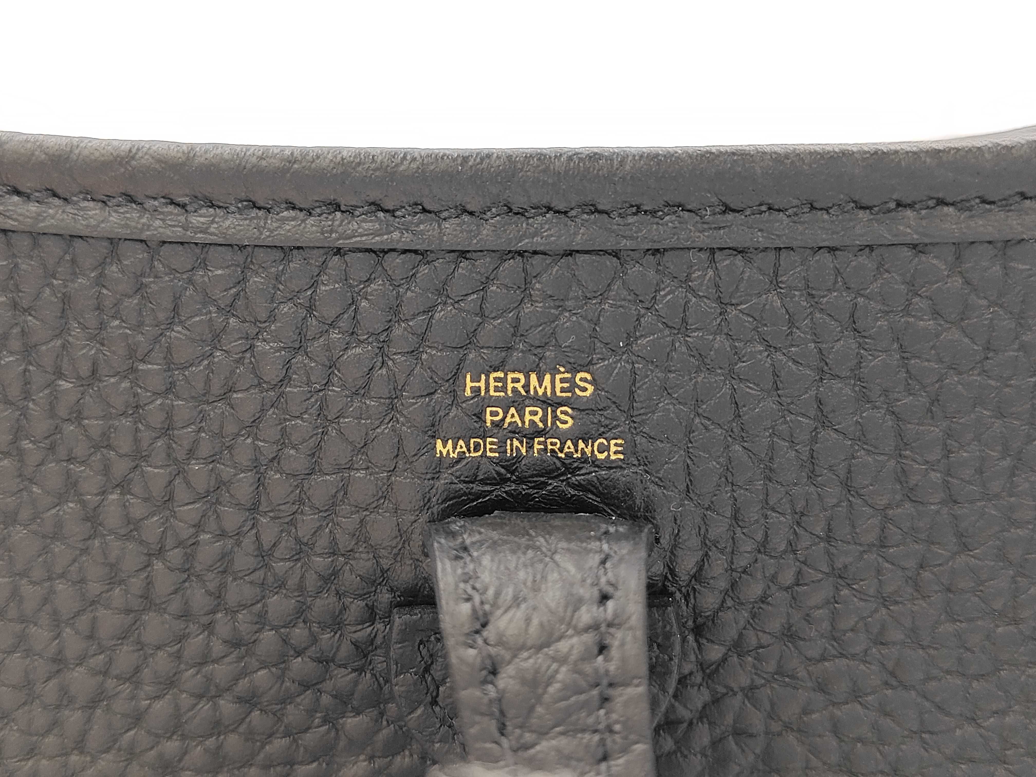 Evelyne 16 Taurillon Leather Shoulder Bag, Black, Gold Hardware, K Stamp — view 7