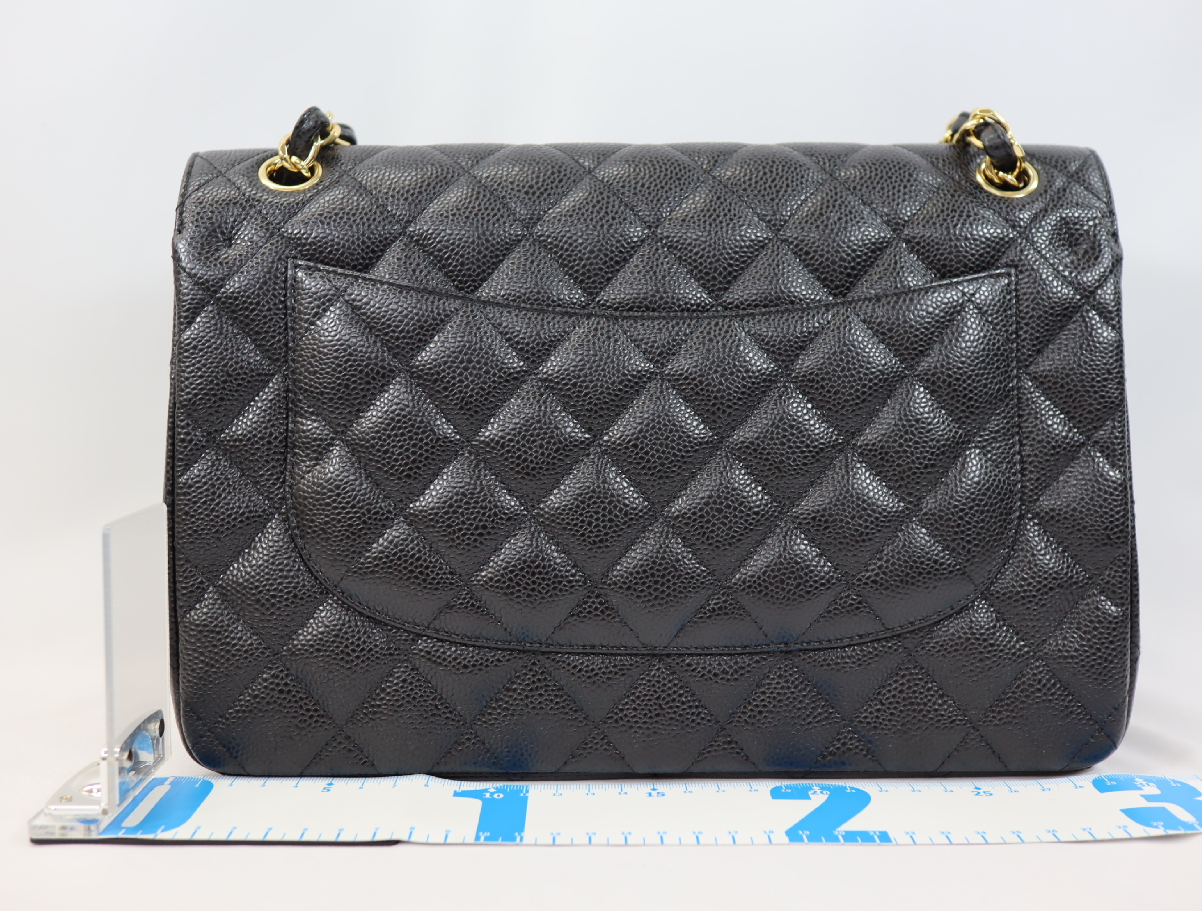 Matelassé 30 Caviar Skin Double Flap Double Chain Bag, Black with Gold Hardware, Serial Number 24-series, A58600, Shoulder Bag — view 2
