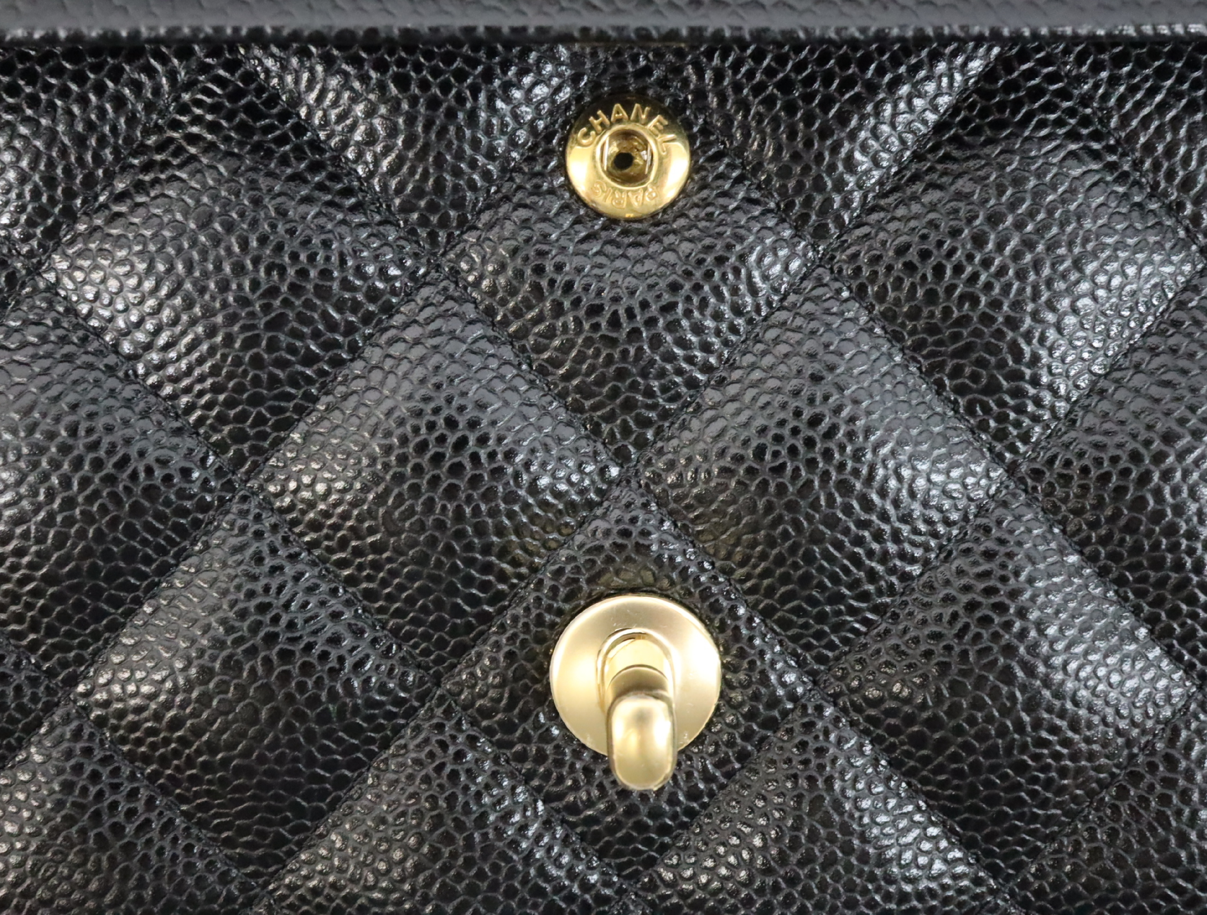 Matelassé 30 Caviar Skin Double Flap Double Chain Bag, Black with Gold Hardware, Serial Number 24-series, A58600, Shoulder Bag — view 13