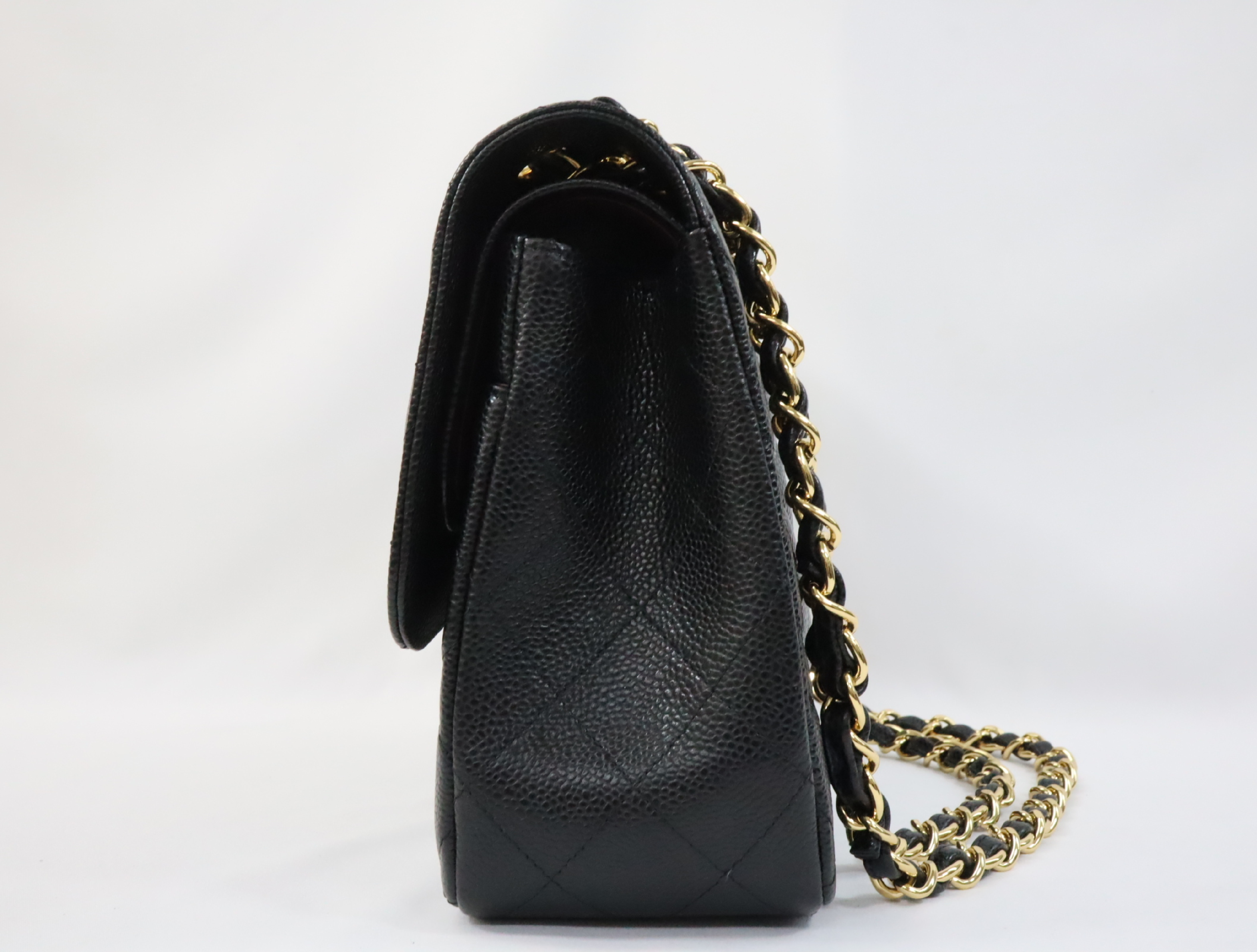 Matelassé 30 Caviar Skin Double Flap Double Chain Bag, Black with Gold Hardware, Serial Number 24-series, A58600, Shoulder Bag — view 5