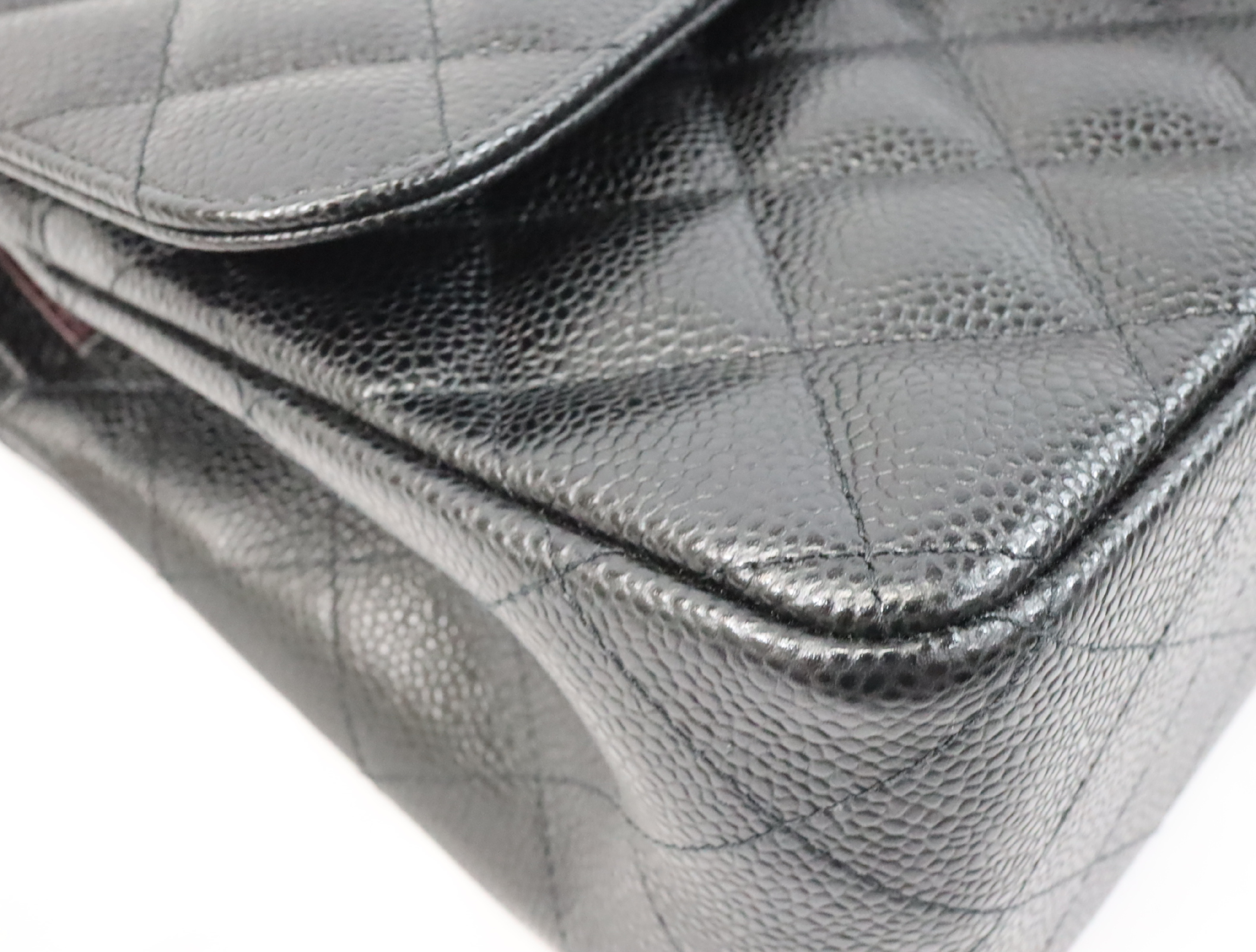 Matelassé 30 Caviar Skin Double Flap Double Chain Bag, Black with Gold Hardware, Serial Number 24-series, A58600, Shoulder Bag — view 7