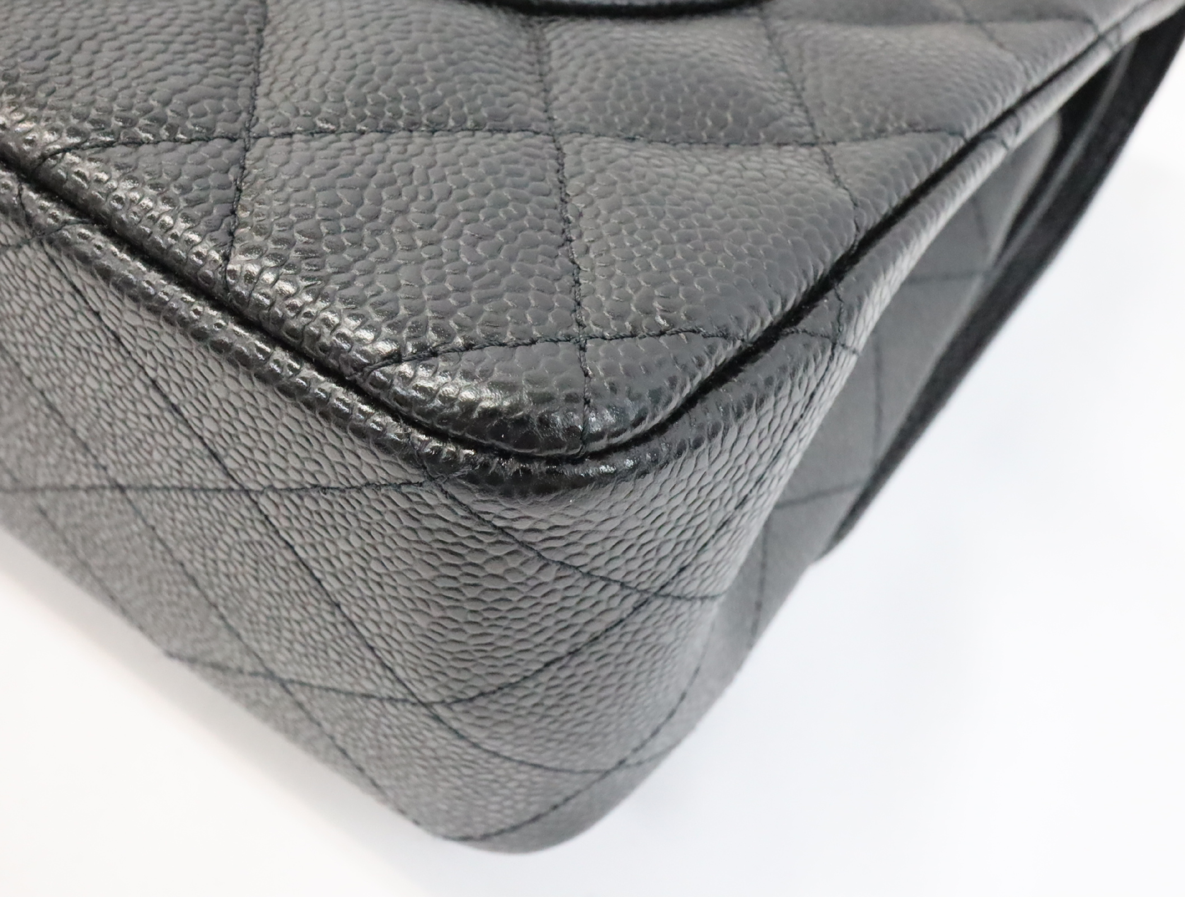 Matelassé 30 Caviar Skin Double Flap Double Chain Bag, Black with Gold Hardware, Serial Number 24-series, A58600, Shoulder Bag — view 10