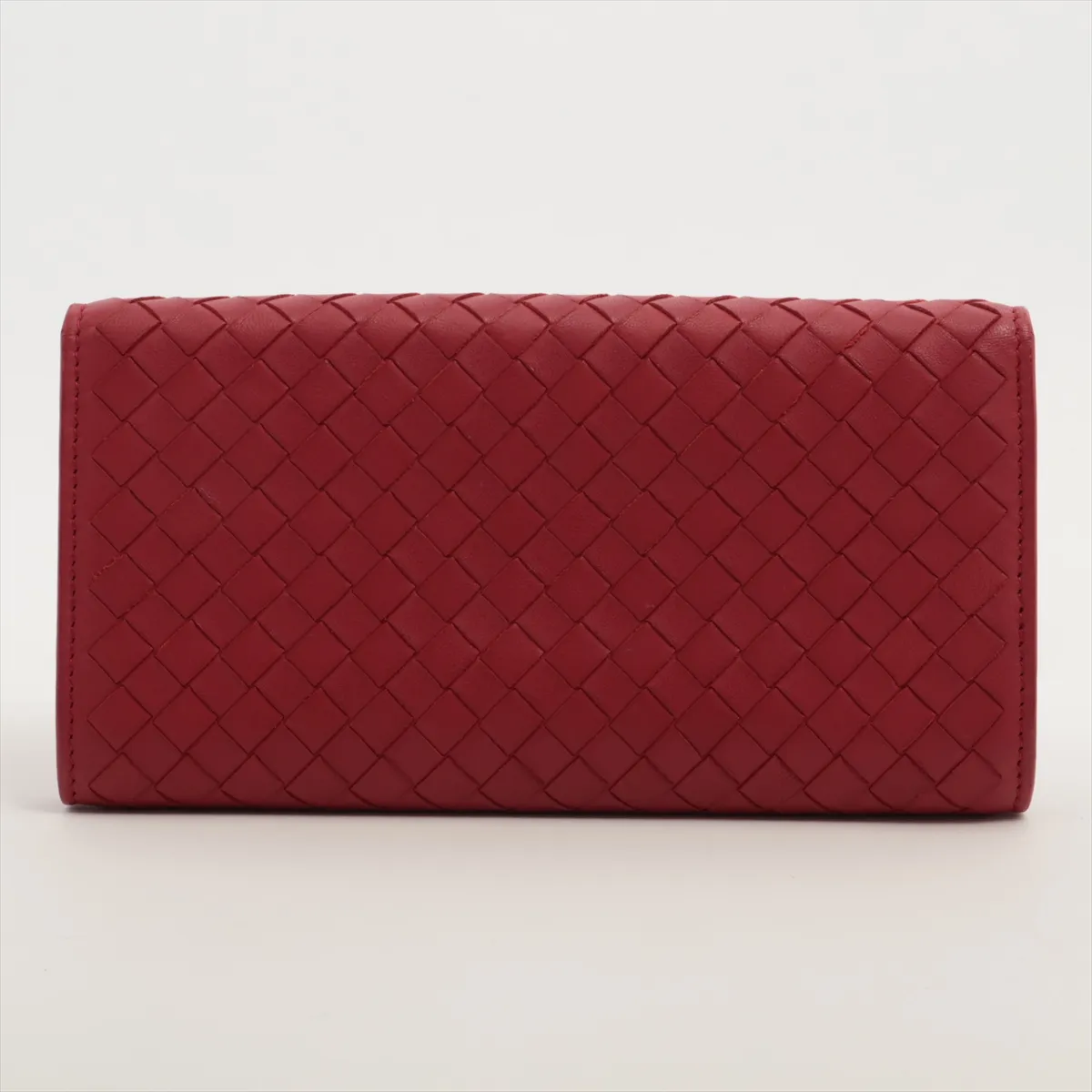 Intrecciato Leather Long Wallet Red — view 2