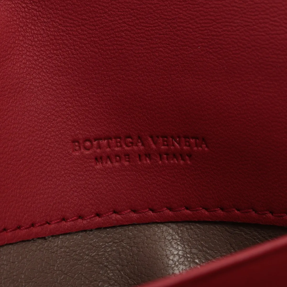 Intrecciato Leather Long Wallet Red — view 8