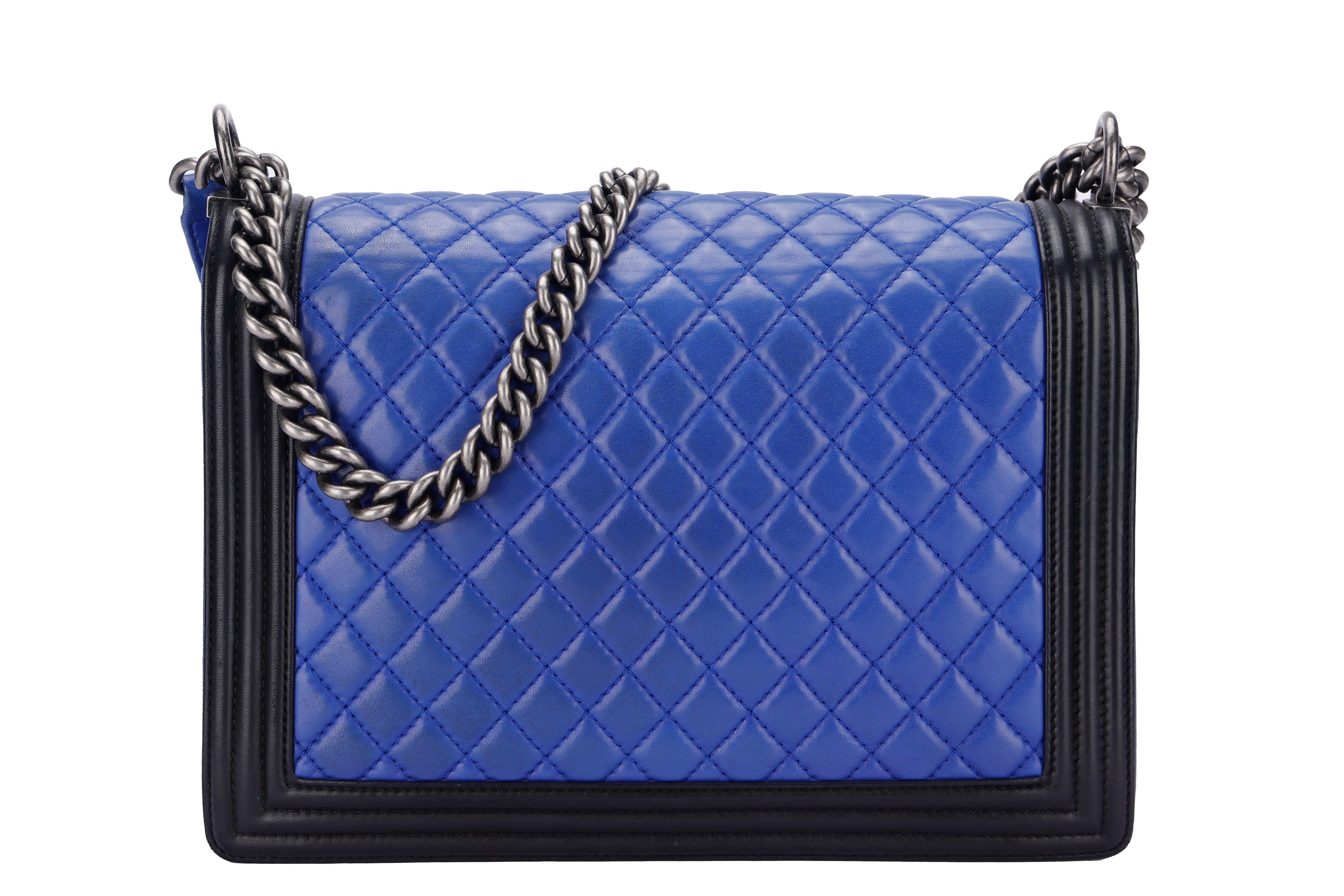 LEBOY LARGE BLUE WITH BLACK LAMBSKIN RHW — view 2