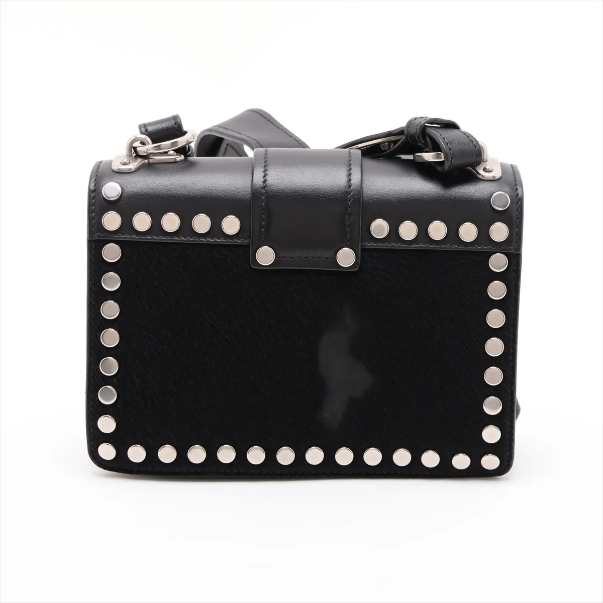 Cahier Calf Hair x Leather Shoulder Bag, Black, 1BD045 — view 2