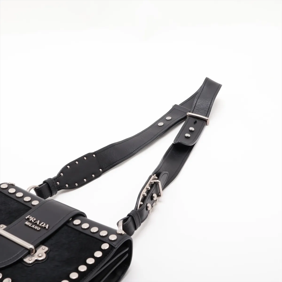 Cahier Calf Hair x Leather Shoulder Bag, Black, 1BD045 — view 5