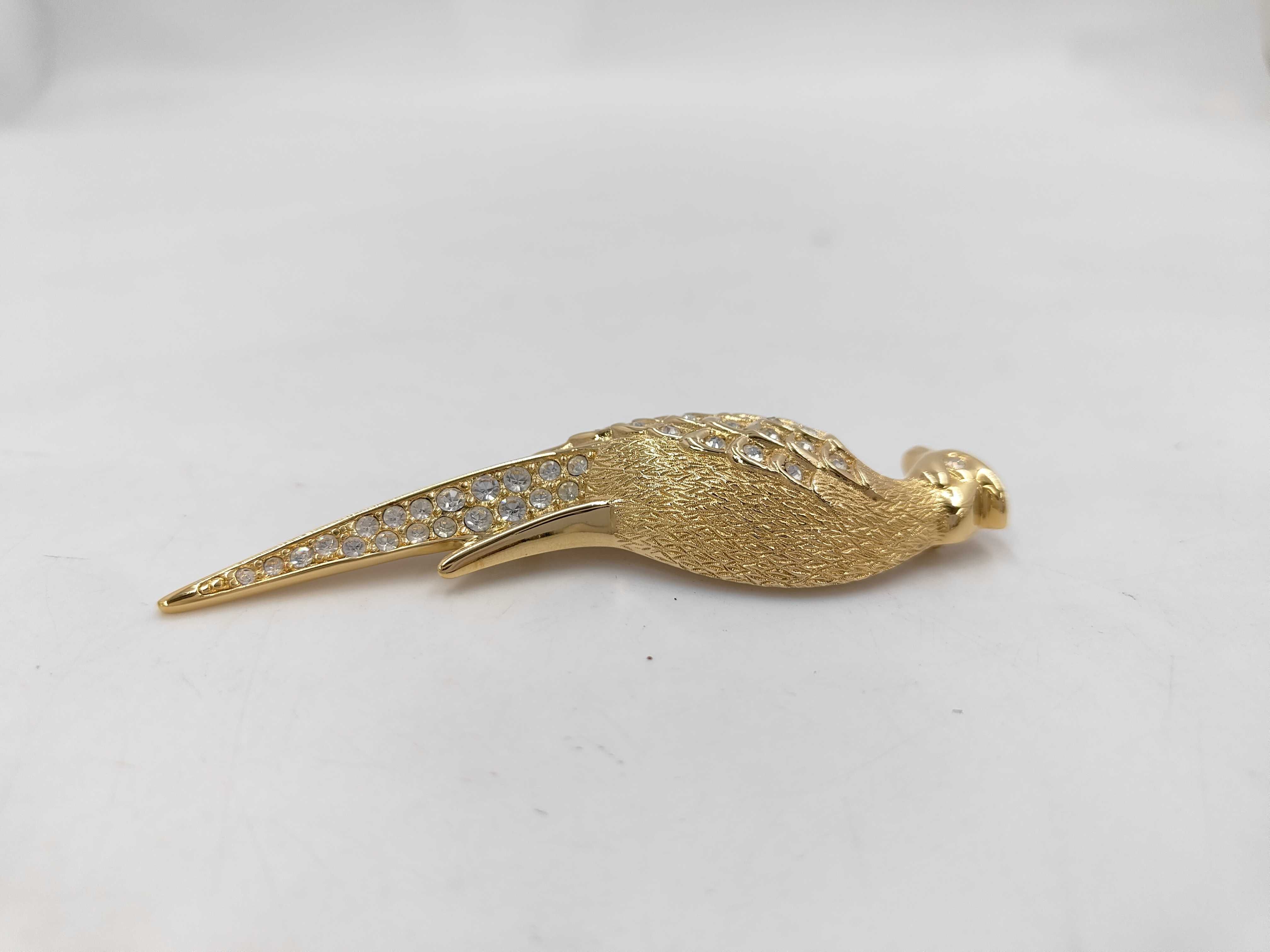 brand jewelry brooch, peacock motif brooch — view 2