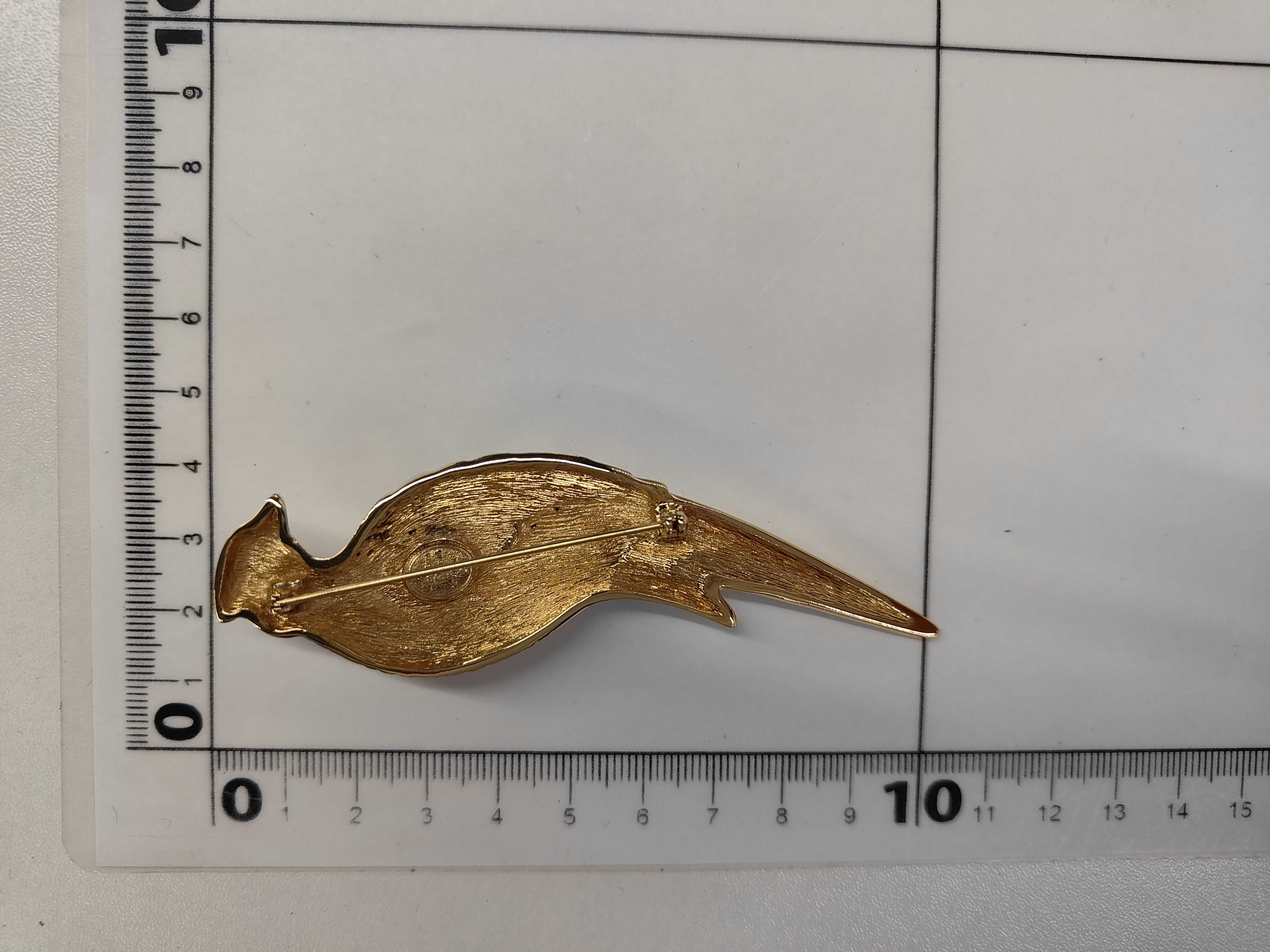 brand jewelry brooch, peacock motif brooch — view 5