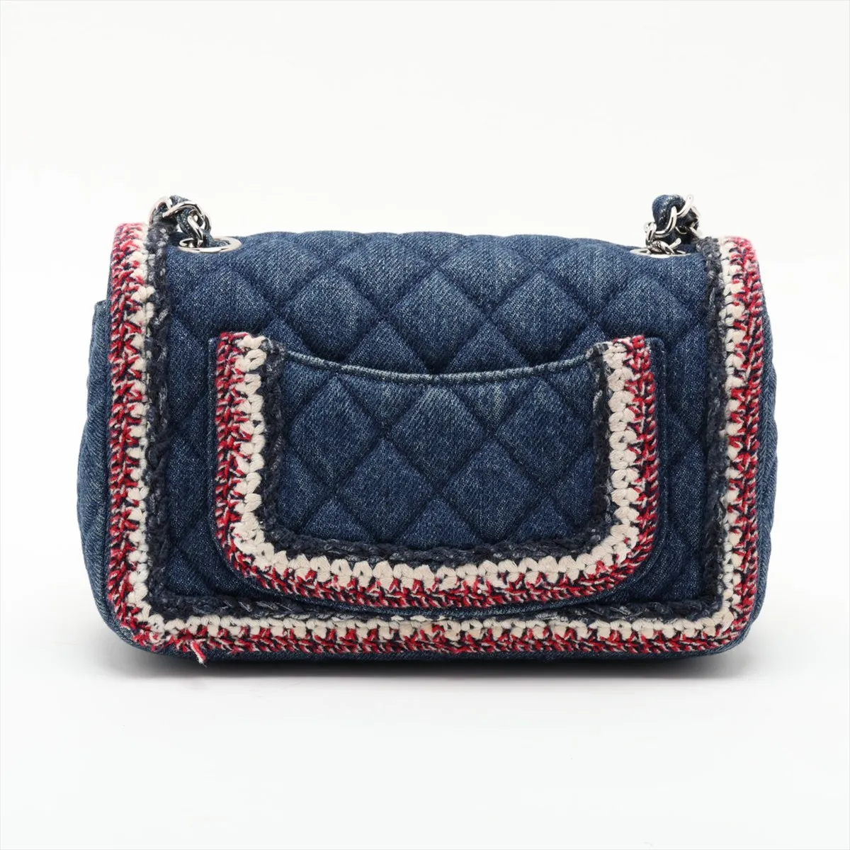 Mini Matelassé 20 Denim Single Flap Single Chain Bag, Blue, Silver Hardware, 26485286, Serial Number 26-series, A69900 — view 2