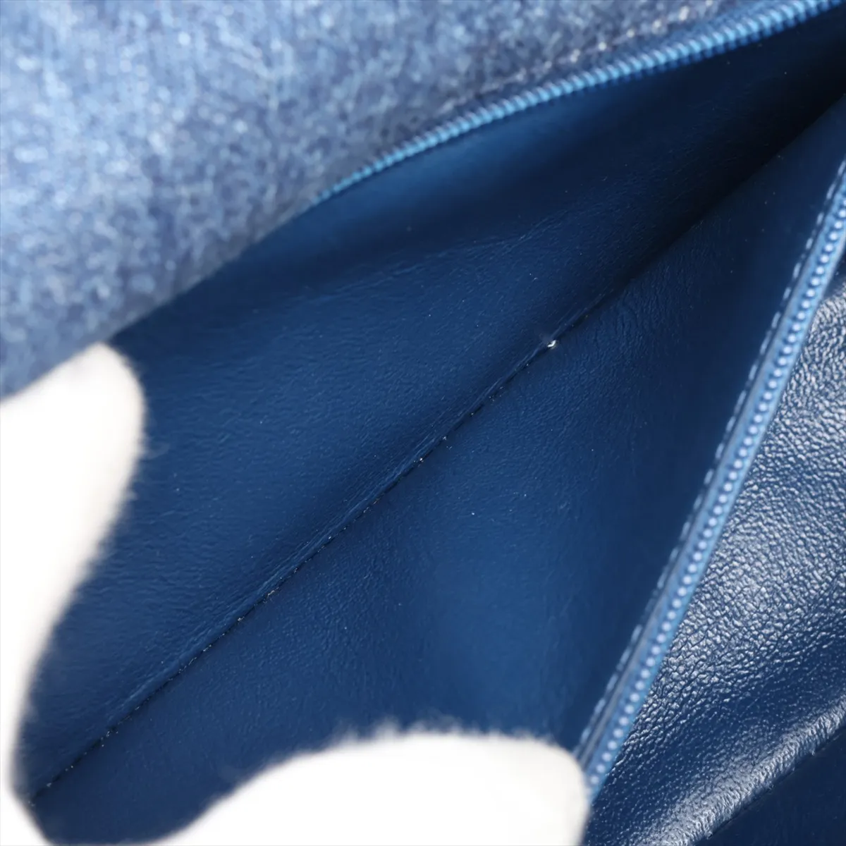 Mini Matelassé 20 Denim Single Flap Single Chain Bag, Blue, Silver Hardware, 26485286, Serial Number 26-series, A69900 — view 7