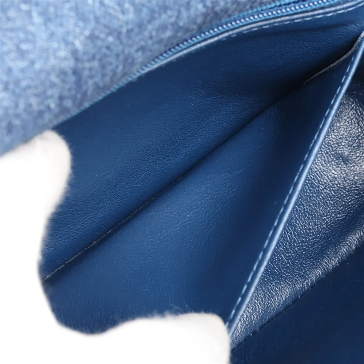 Mini Matelassé 20 Denim Single Flap Single Chain Bag, Blue, Silver Hardware, 26485286, Serial Number 26-series, A69900 — view 8