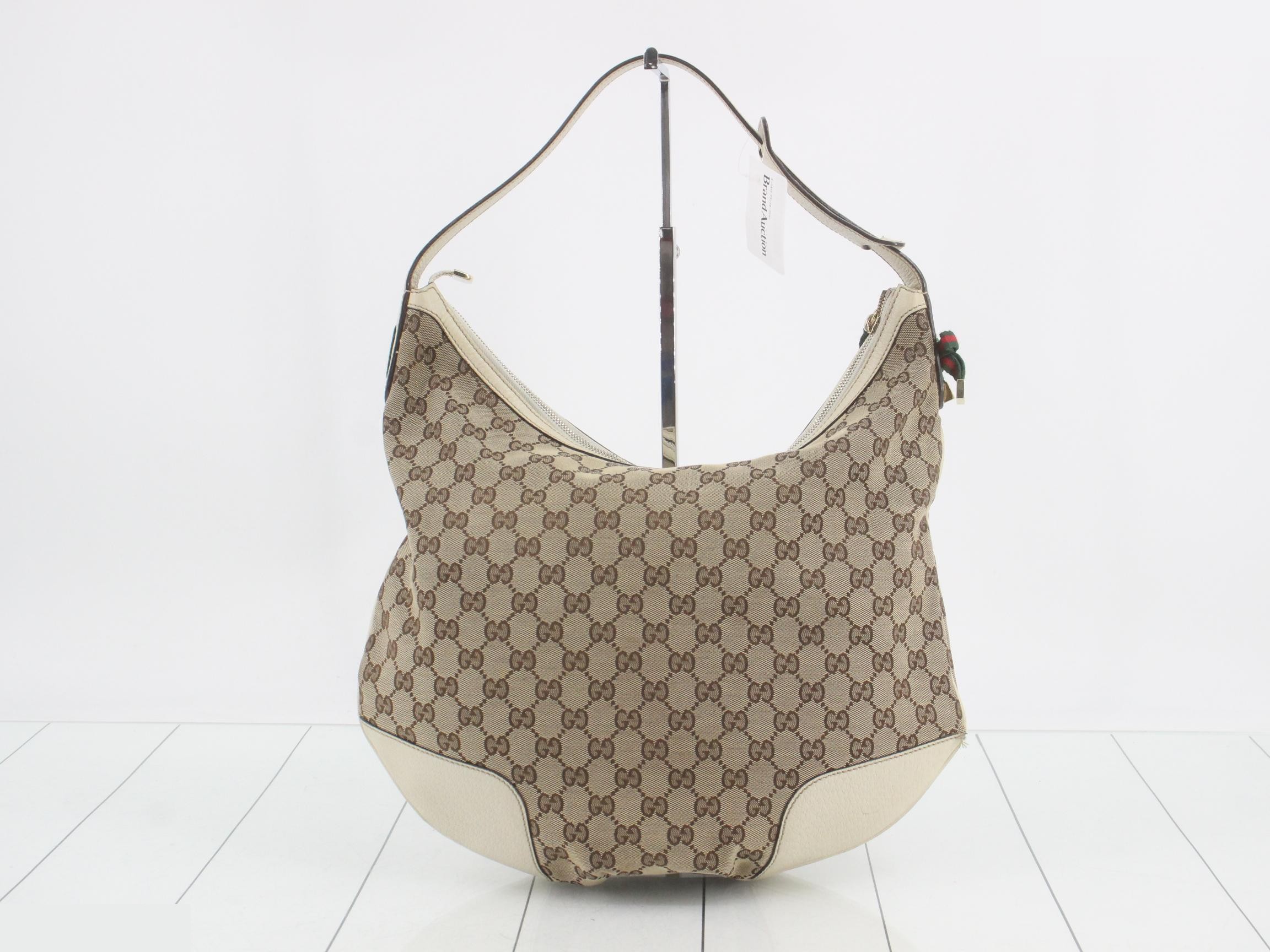 Canvas x Leather GG Canvas Princy One-Shoulder Bag, Beige — view 2