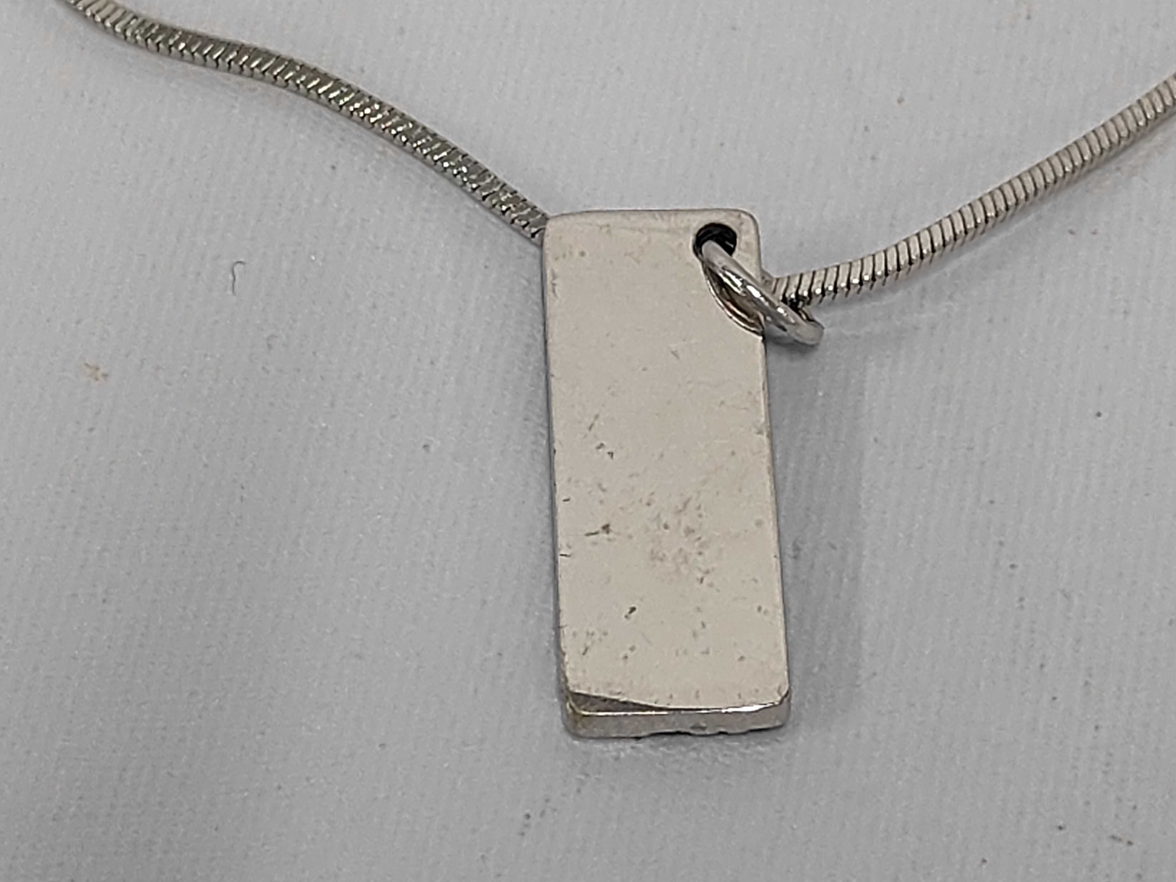 Trotter Number 2 Square Plate Necklace (Blue, White, Silver) — view 2