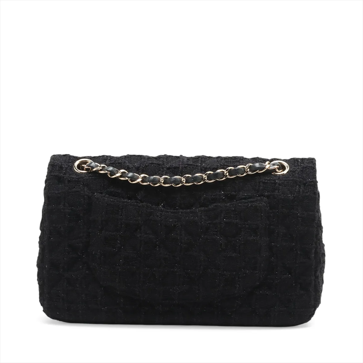 [Individually wrapped] Chanel Matelasse 25 Tweed Double Flap Double Chain Bag Black Gold Hardware 31040971 31st Series A01112 — view 2