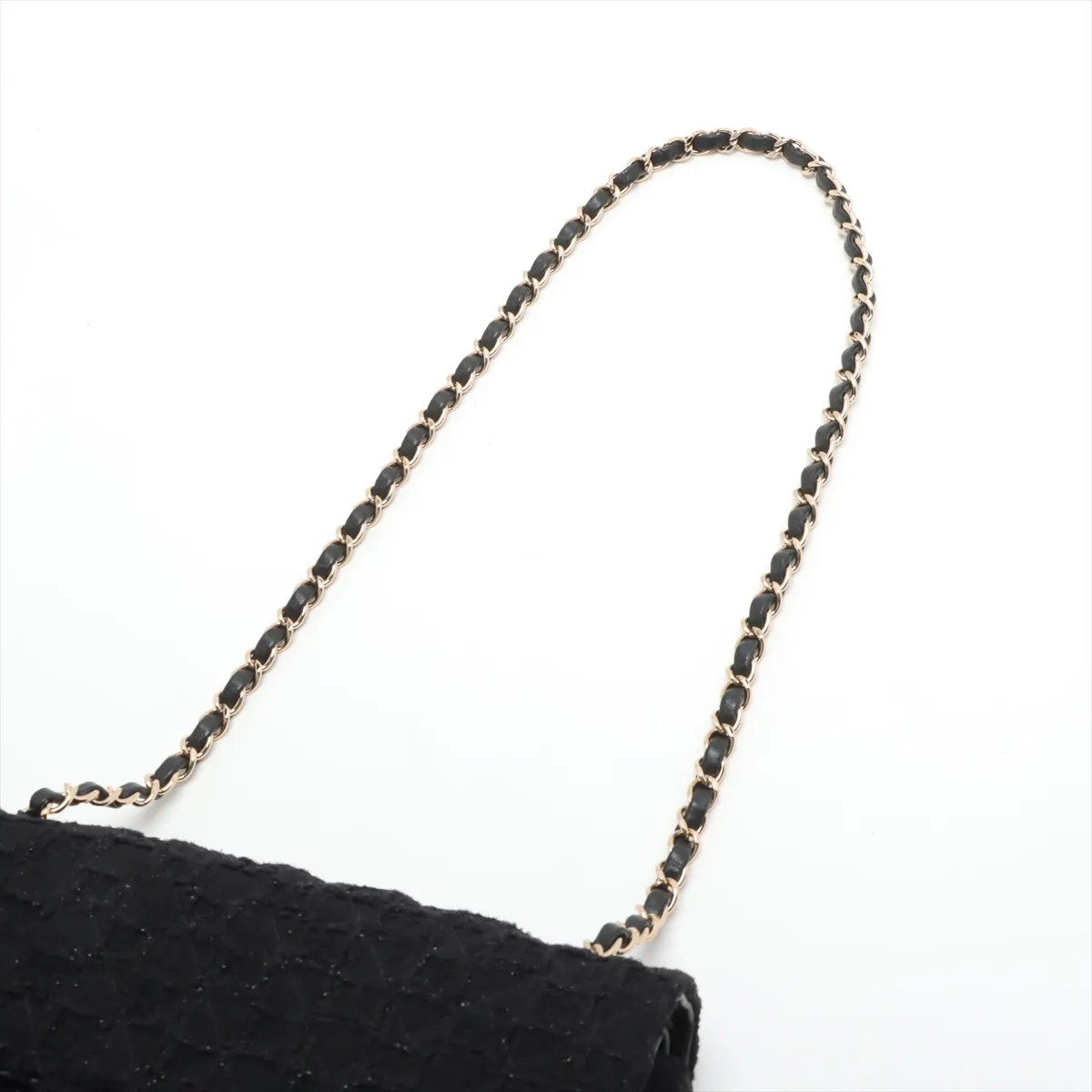 [Individually wrapped] Chanel Matelasse 25 Tweed Double Flap Double Chain Bag Black Gold Hardware 31040971 31st Series A01112 — view 5