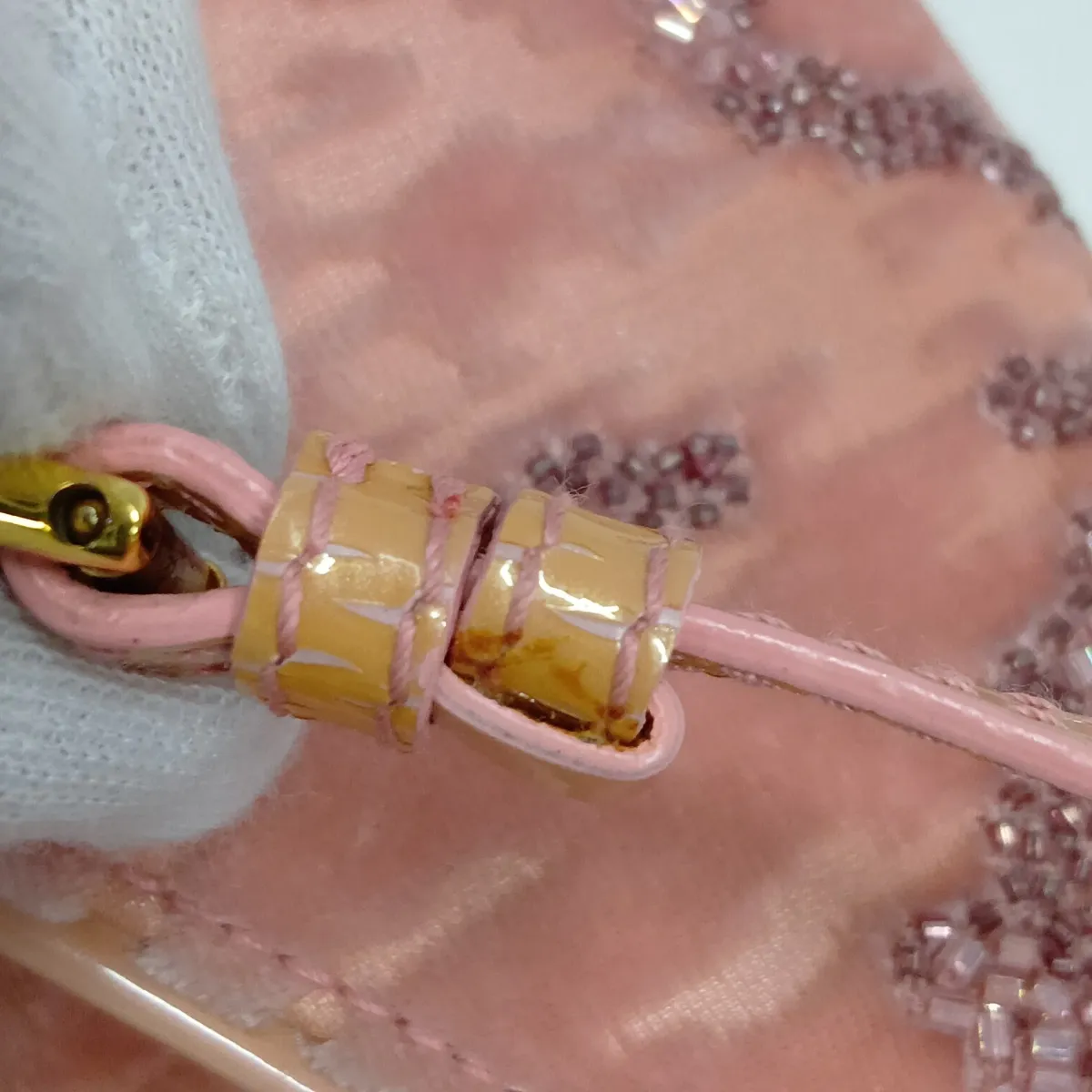 Saddle Bag, Velour Chain Handbag, Pink, Unsigned Guarantee Card — view 13