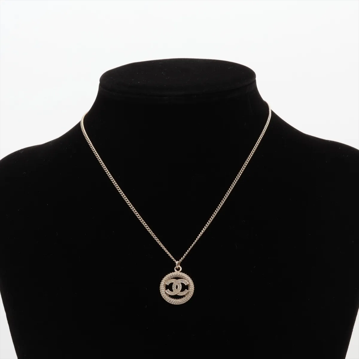 Circle Coco B20S Necklace, GP x Rhinestone, Gold, — view 5