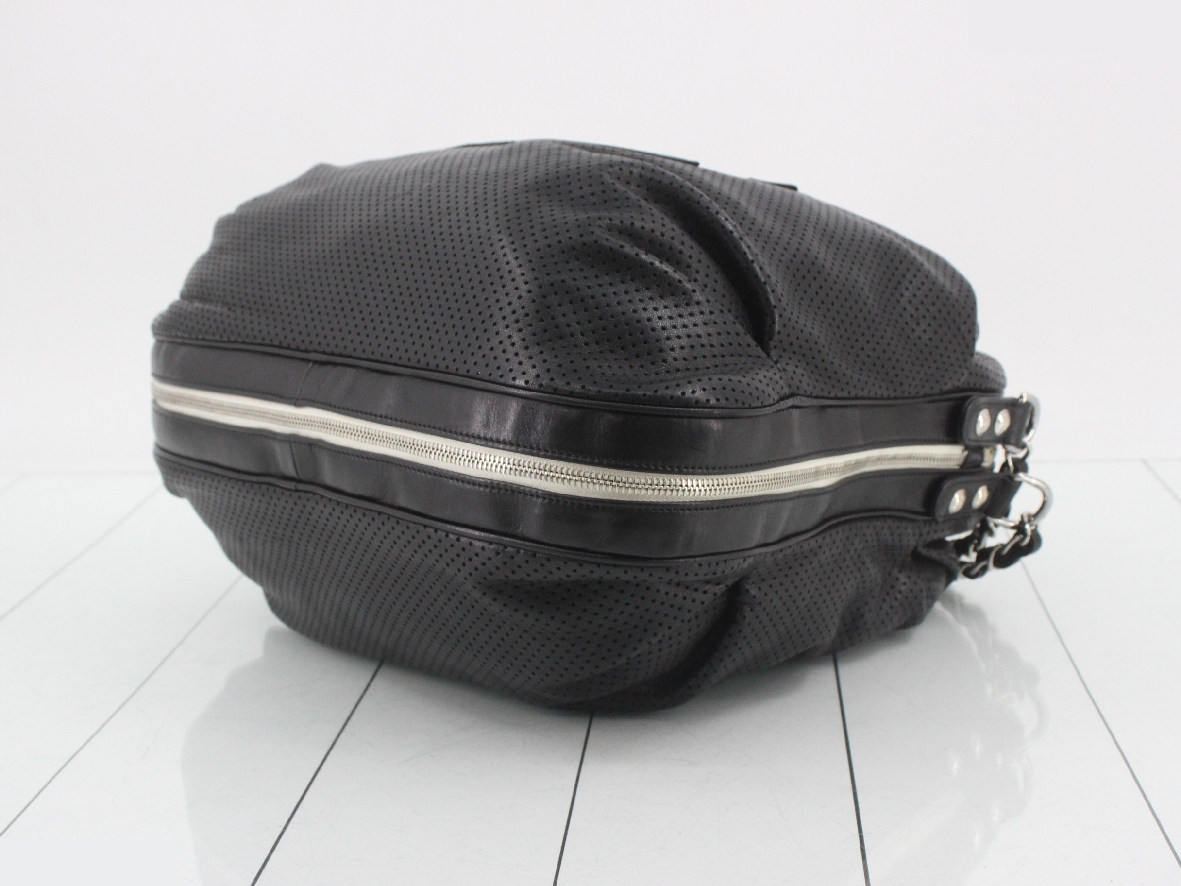 perforated leather chain handbag with Coco Mark, black hardware, serial number 8. — view 6