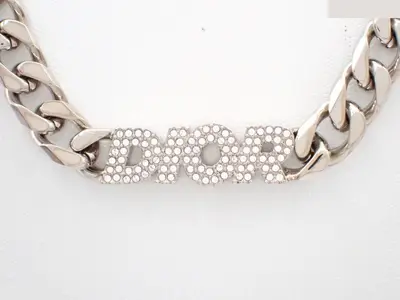 Cuban link necklace with logo pendant, neck circumference approximately 50cm