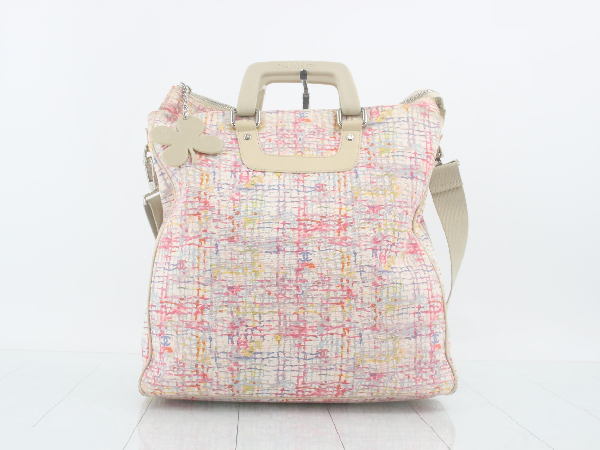 Clover Tote Bag, Canvas/Leather, Beige