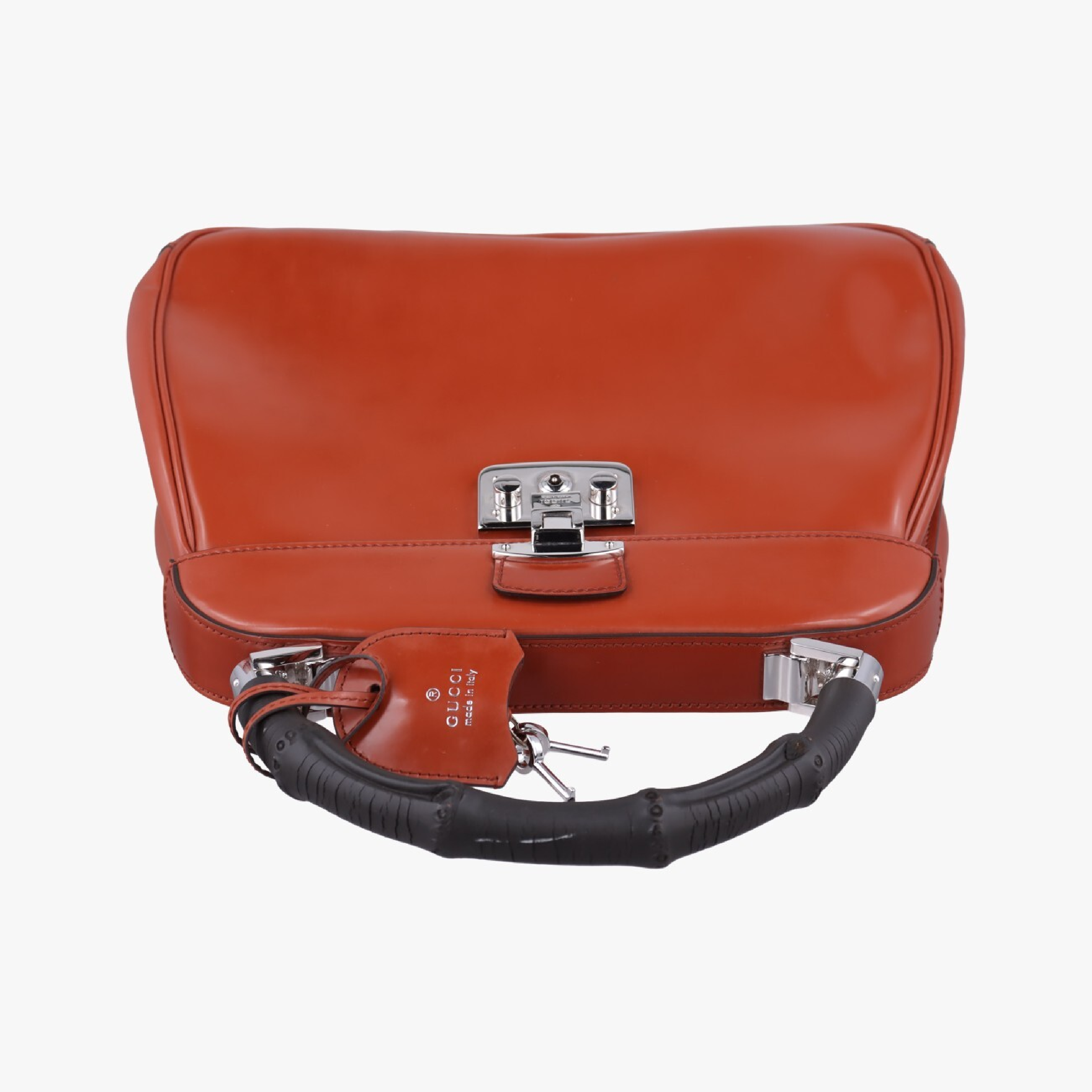 Bamboo Orange Leather Handbag 331830 B014903254 — view 5