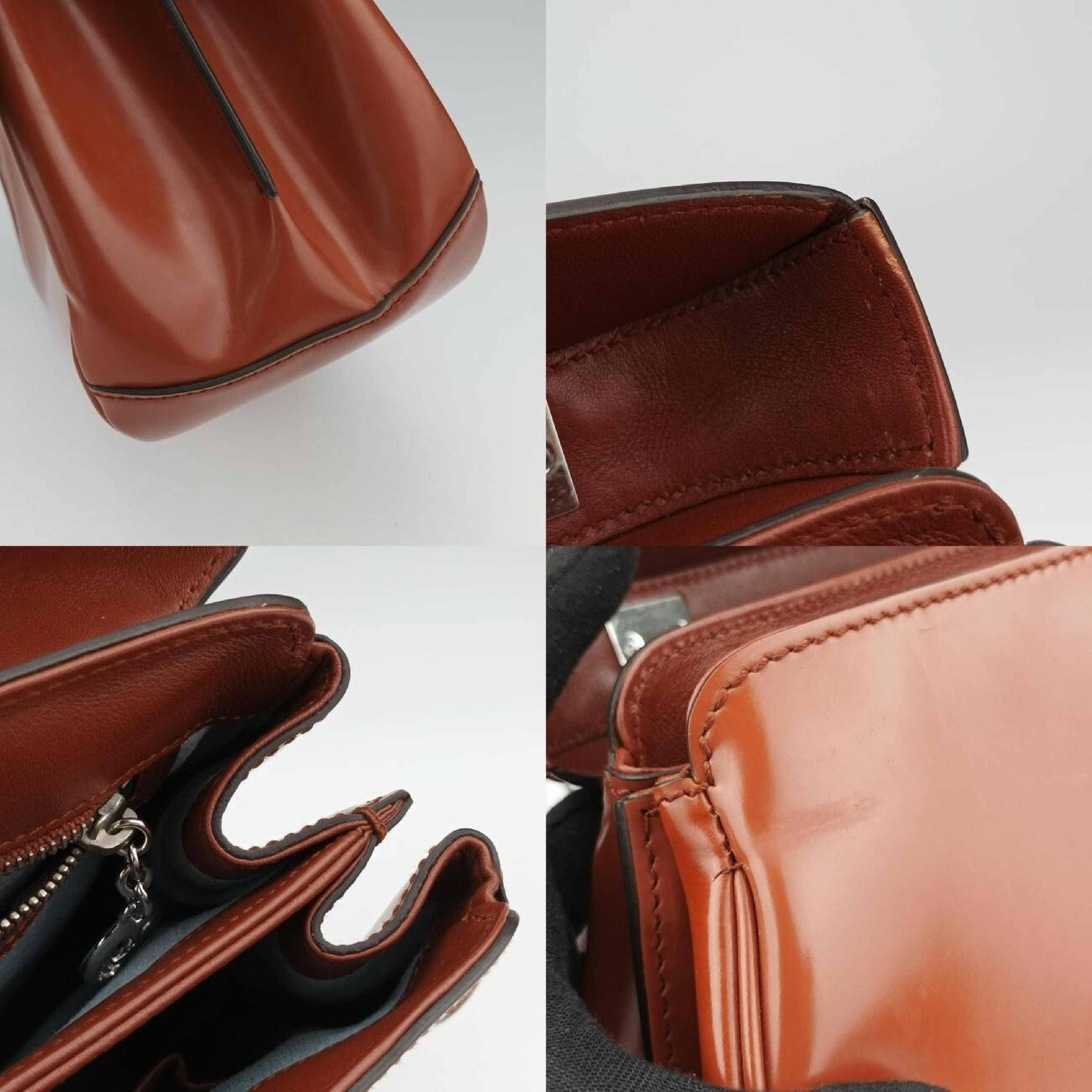 Bamboo Orange Leather Handbag 331830 B014903254 — view 10