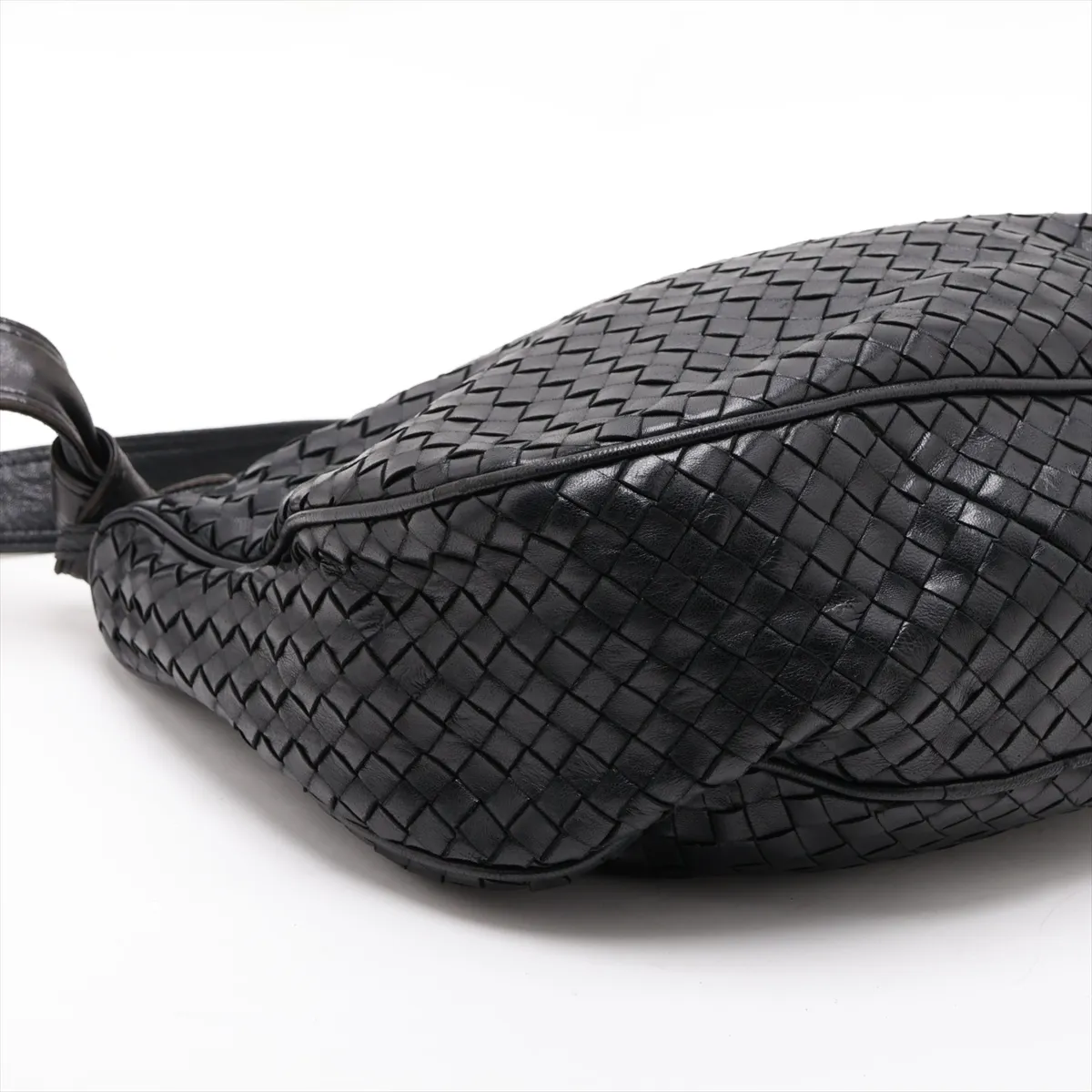 Intrecciato Leather Shoulder Bag, Black — view 4