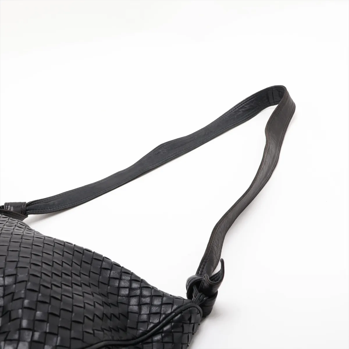 Intrecciato Leather Shoulder Bag, Black — view 5