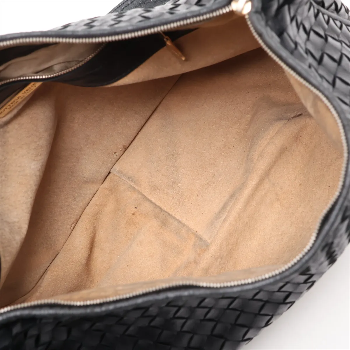Intrecciato Leather Shoulder Bag, Black — view 6