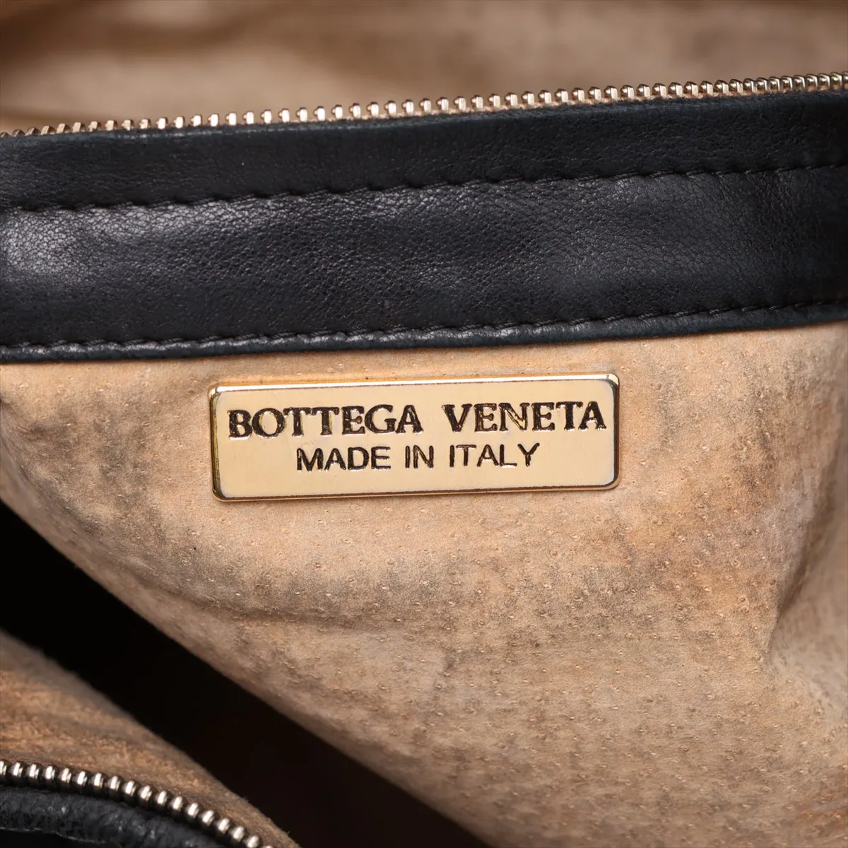 Intrecciato Leather Shoulder Bag, Black — view 8