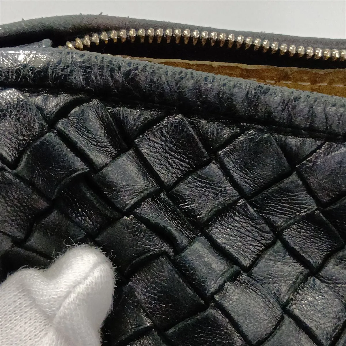 Intrecciato Leather Shoulder Bag, Black — view 9