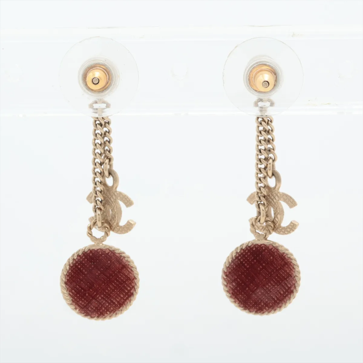 No. 5 Earrings (Pair) GP Gold x Red — view 2
