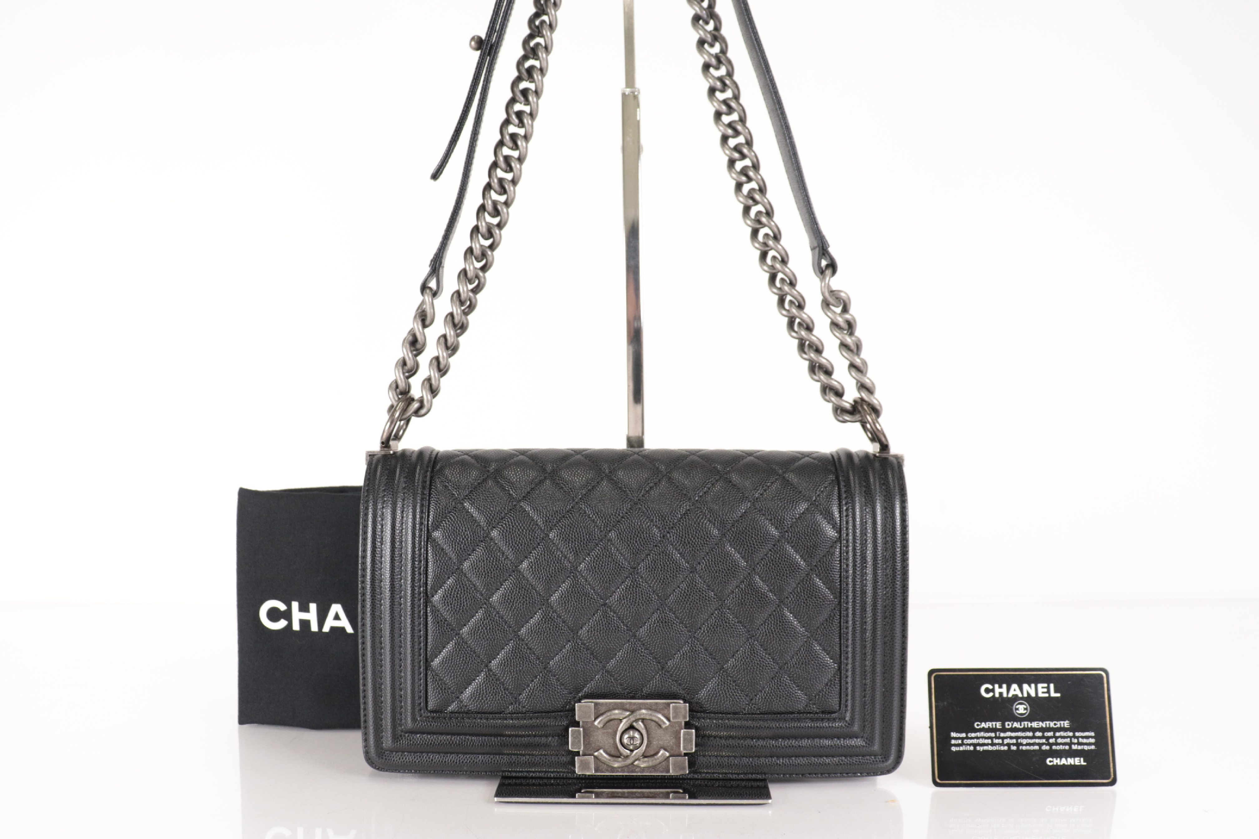 Boy Chanel Caviar Chain Shoulder Bag (Serial Number 27)