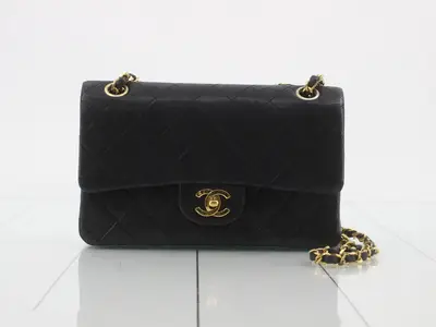 Matelassé 23 Double Chain Shoulder Bag, Double Flap, Lambskin, Black, Serial Number 0-series, with original sticker.