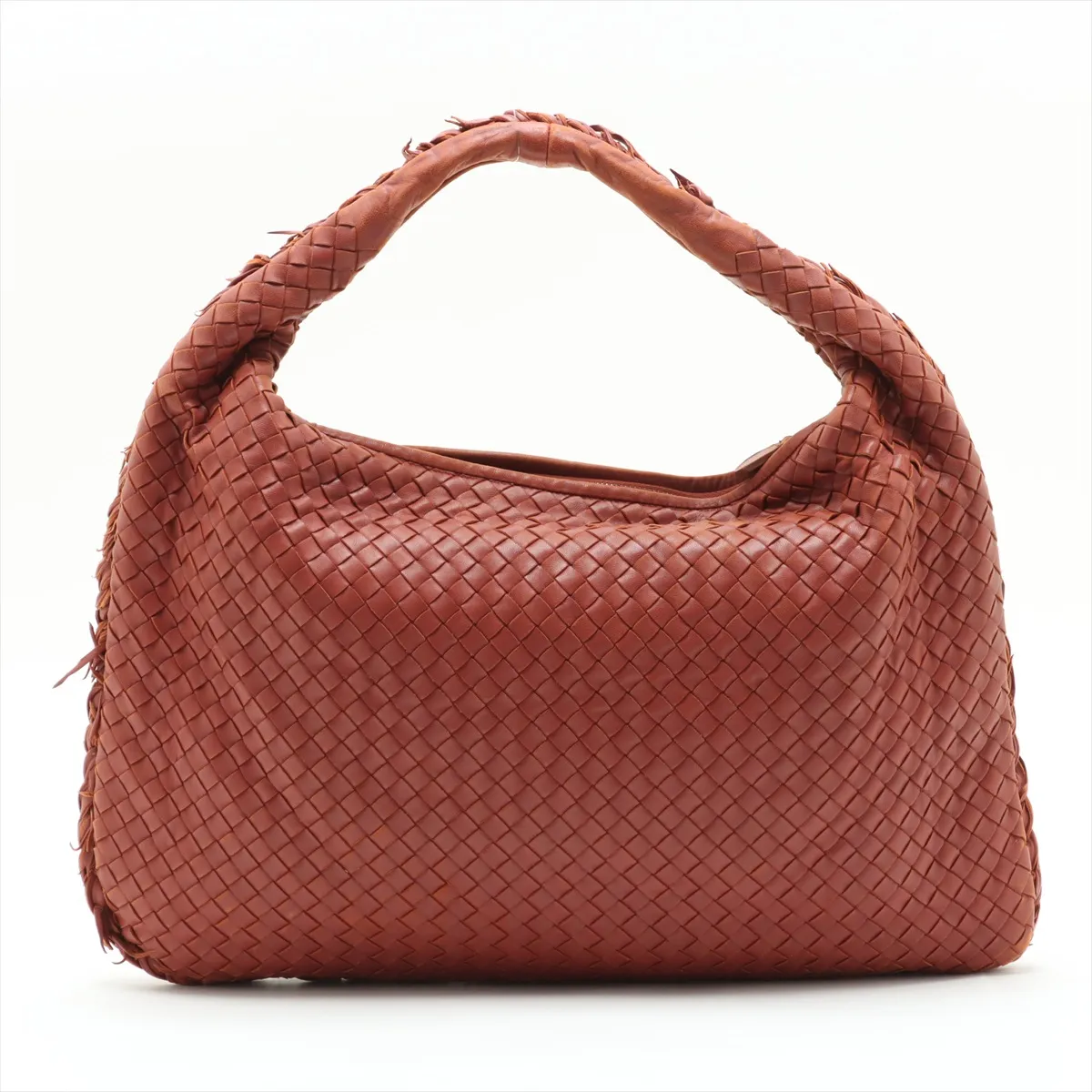 Intrecciato Hobo Leather Shoulder Bag Brown 115654 — view 2