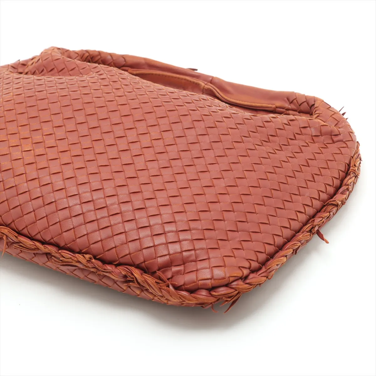 Intrecciato Hobo Leather Shoulder Bag Brown 115654 — view 3