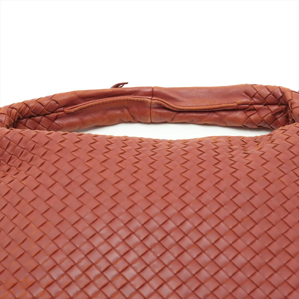 Intrecciato Hobo Leather Shoulder Bag Brown 115654 — view 6