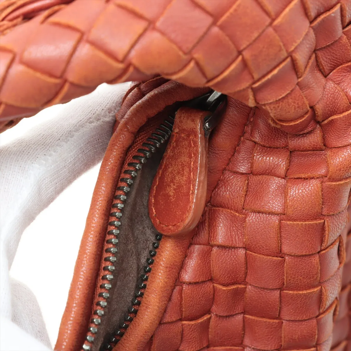 Intrecciato Hobo Leather Shoulder Bag Brown 115654 — view 10