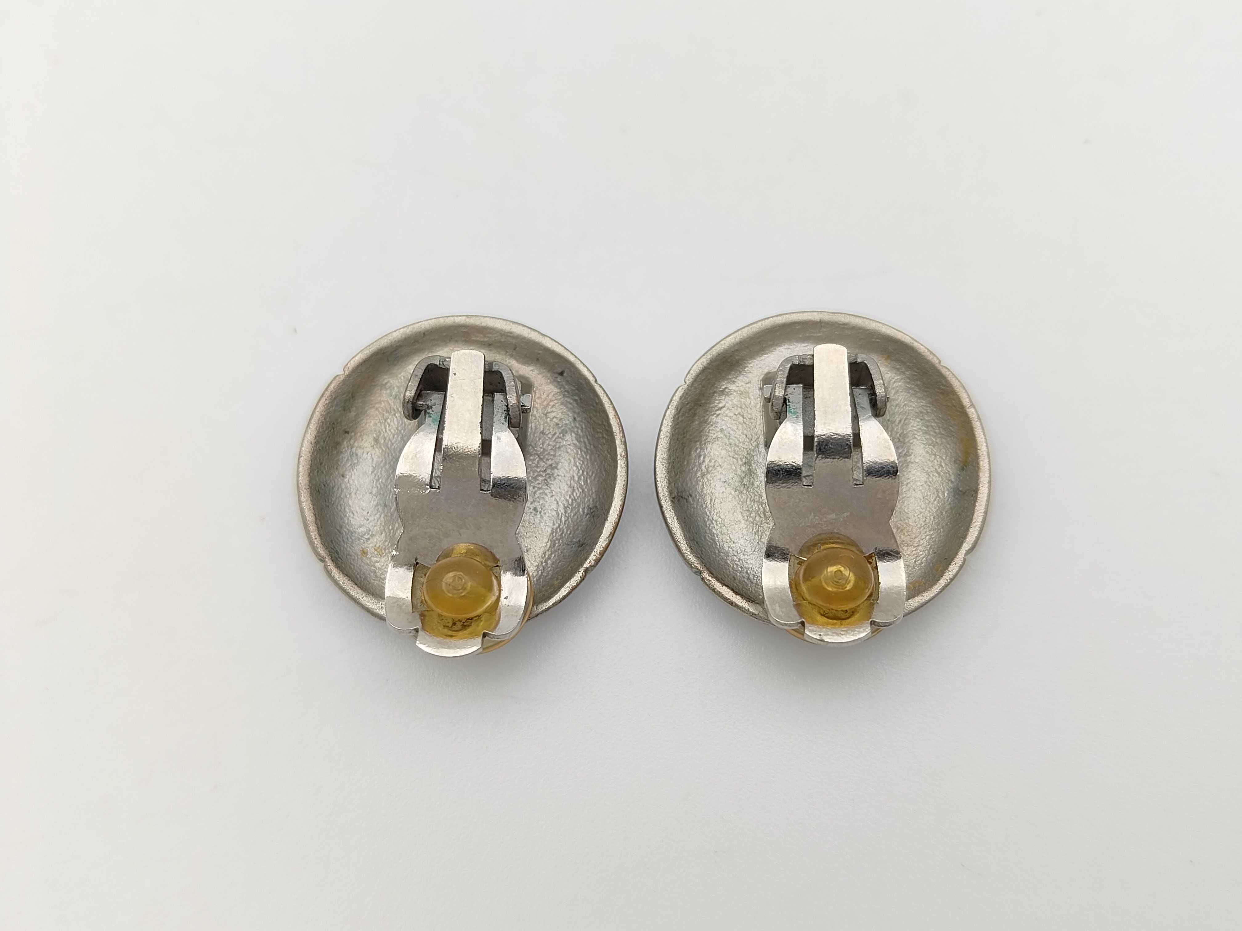 Silver Metal Vintage Coco Mark 98P Earrings — view 2