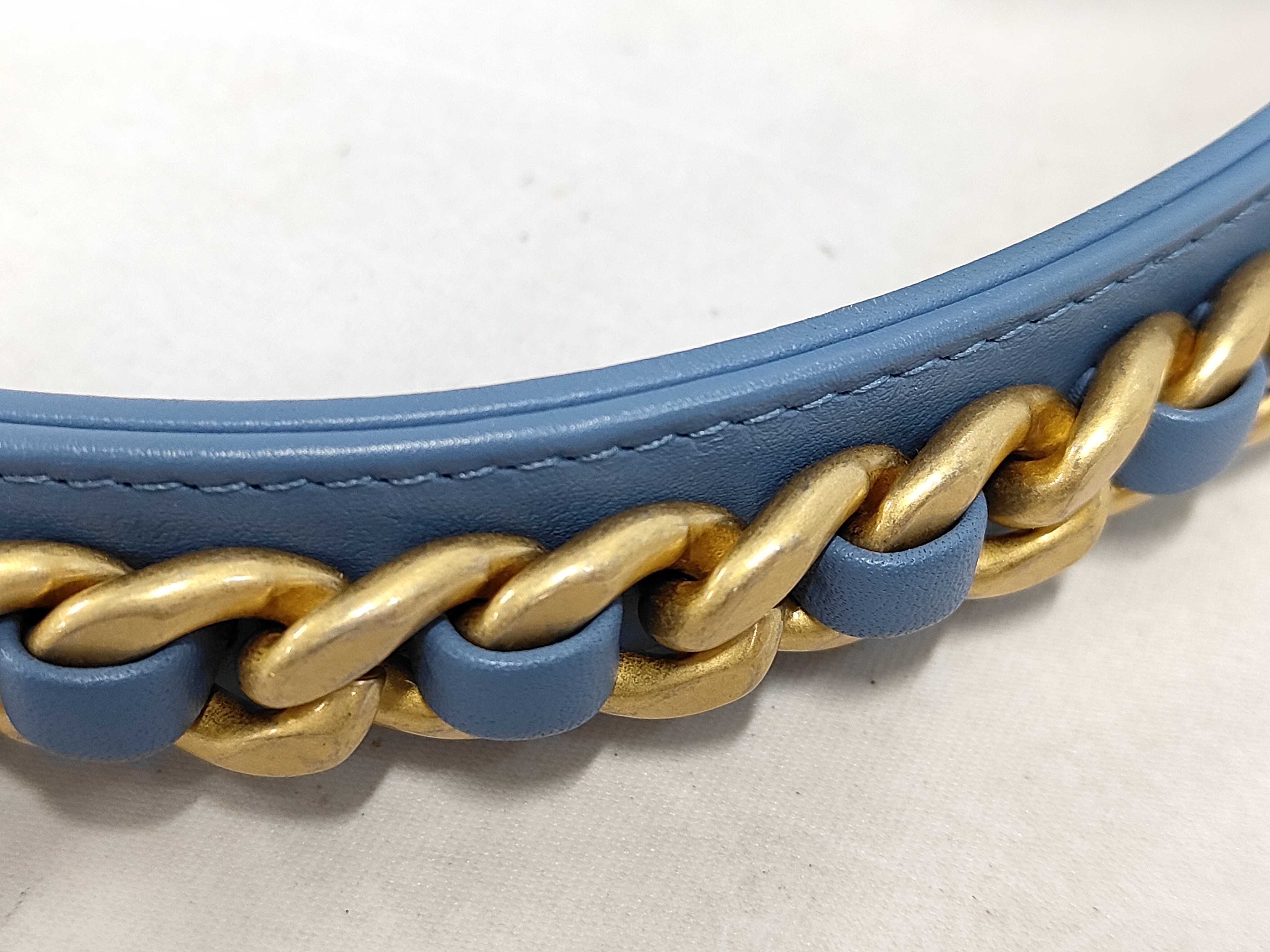 19 Denim Gold Hardware Chain Shoulder Bag with Serial Number Plate — view 5