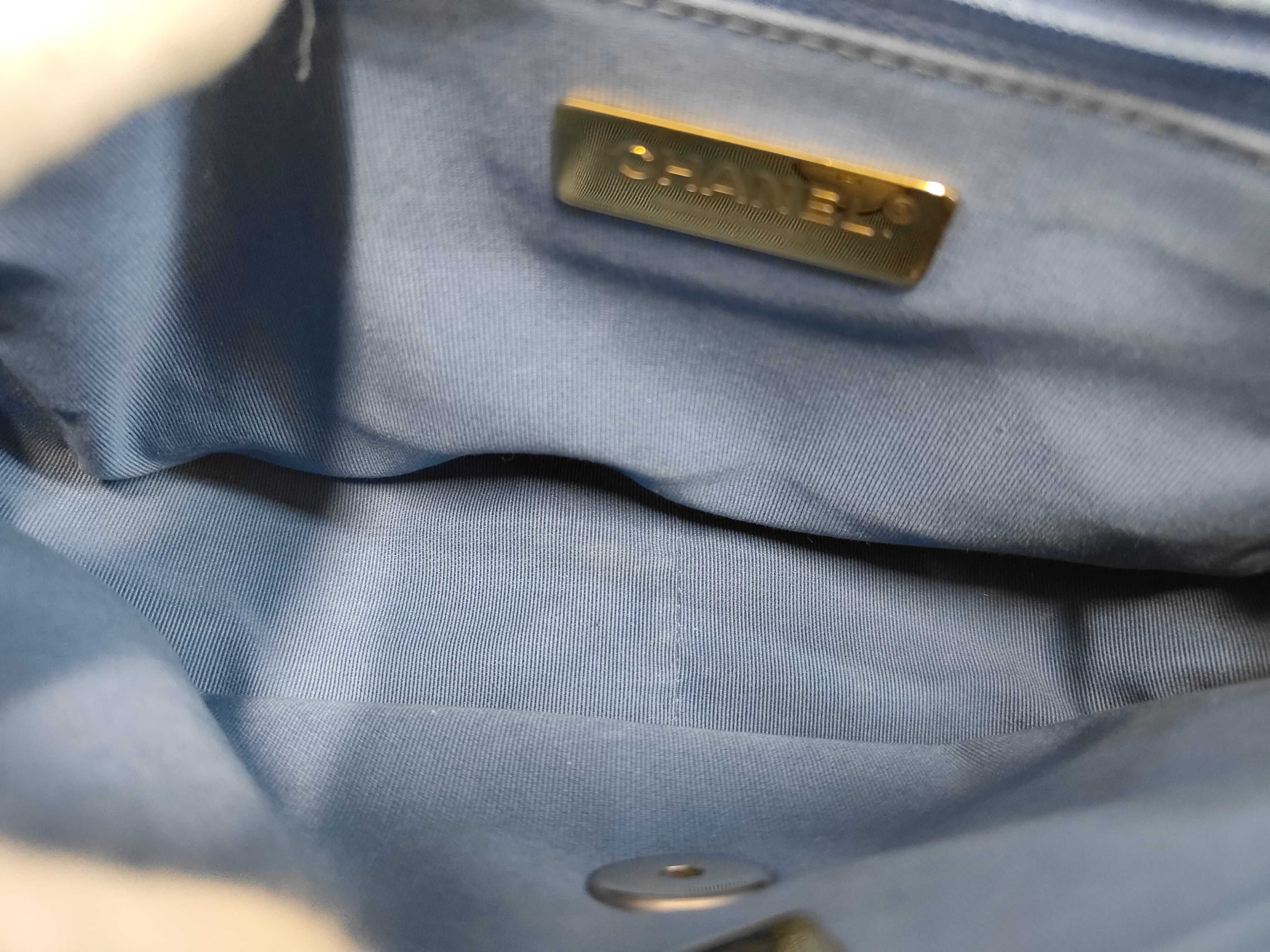 19 Denim Gold Hardware Chain Shoulder Bag with Serial Number Plate — view 9