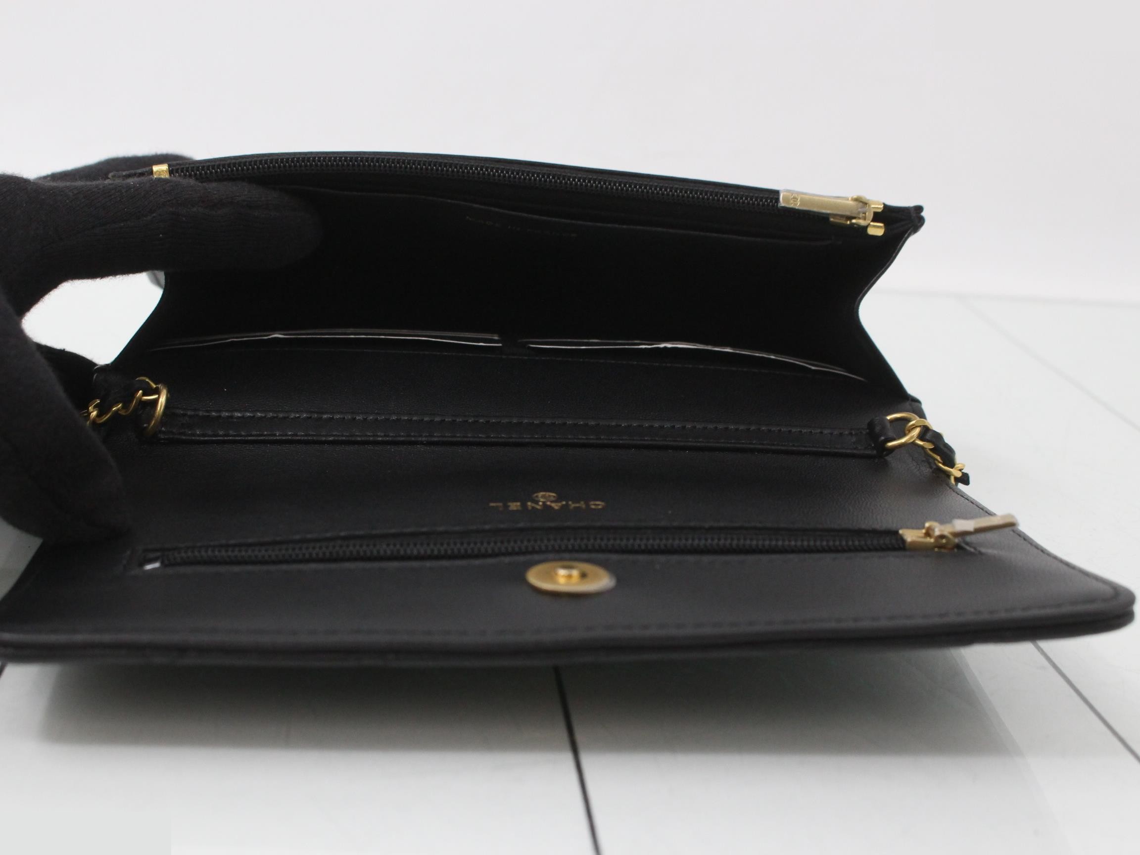 Chain Wallet, Matelassé, Lambskin Leather, Black — view 4