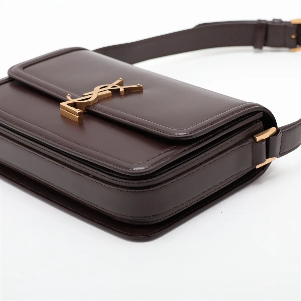 Solferino Leather Shoulder Bag, Brown, 711039 — view 3
