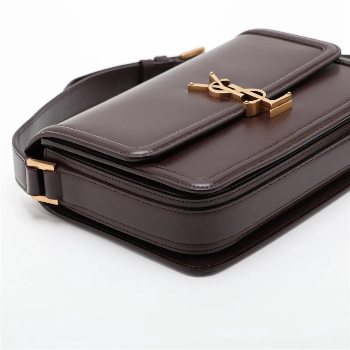 Solferino Leather Shoulder Bag, Brown, 711039 — view 4