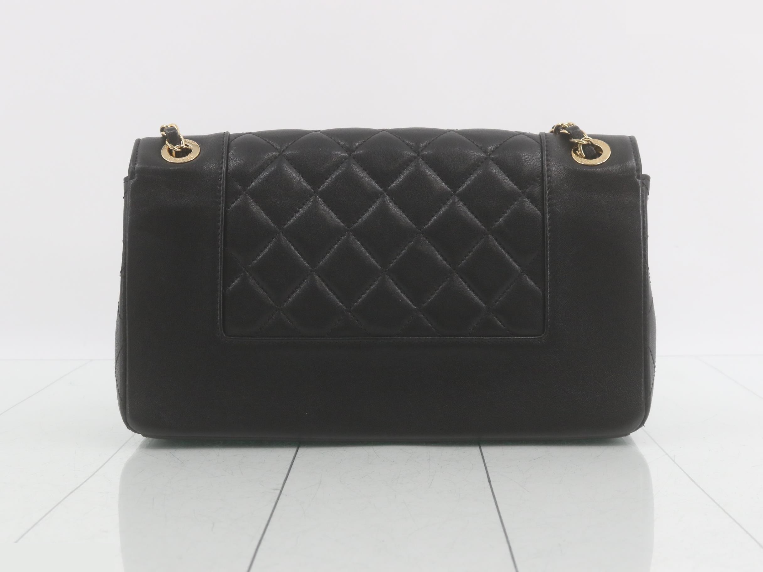 Leather Turnlock Double Chain Shoulder Bag — view 2