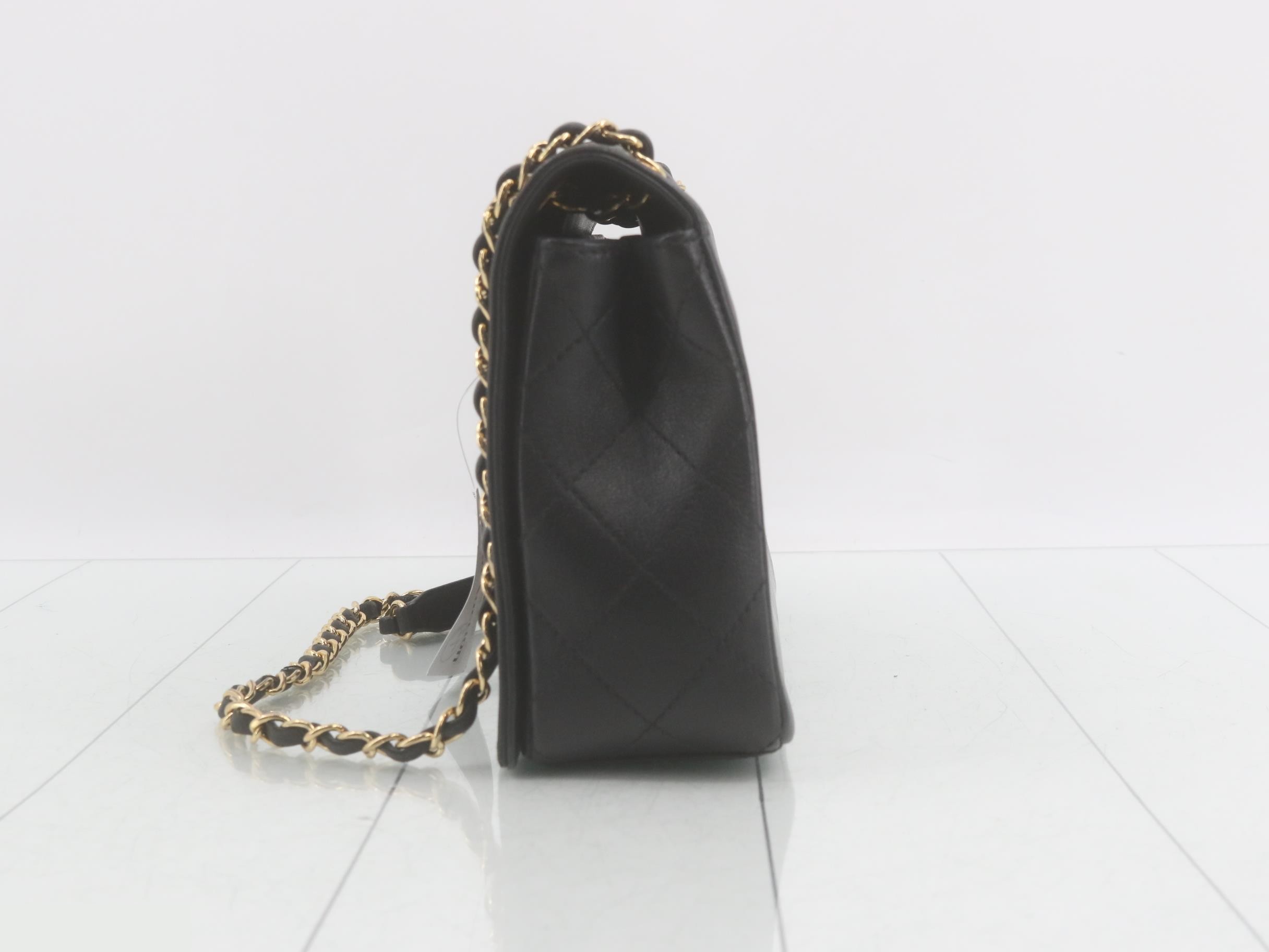 Leather Turnlock Double Chain Shoulder Bag — view 3