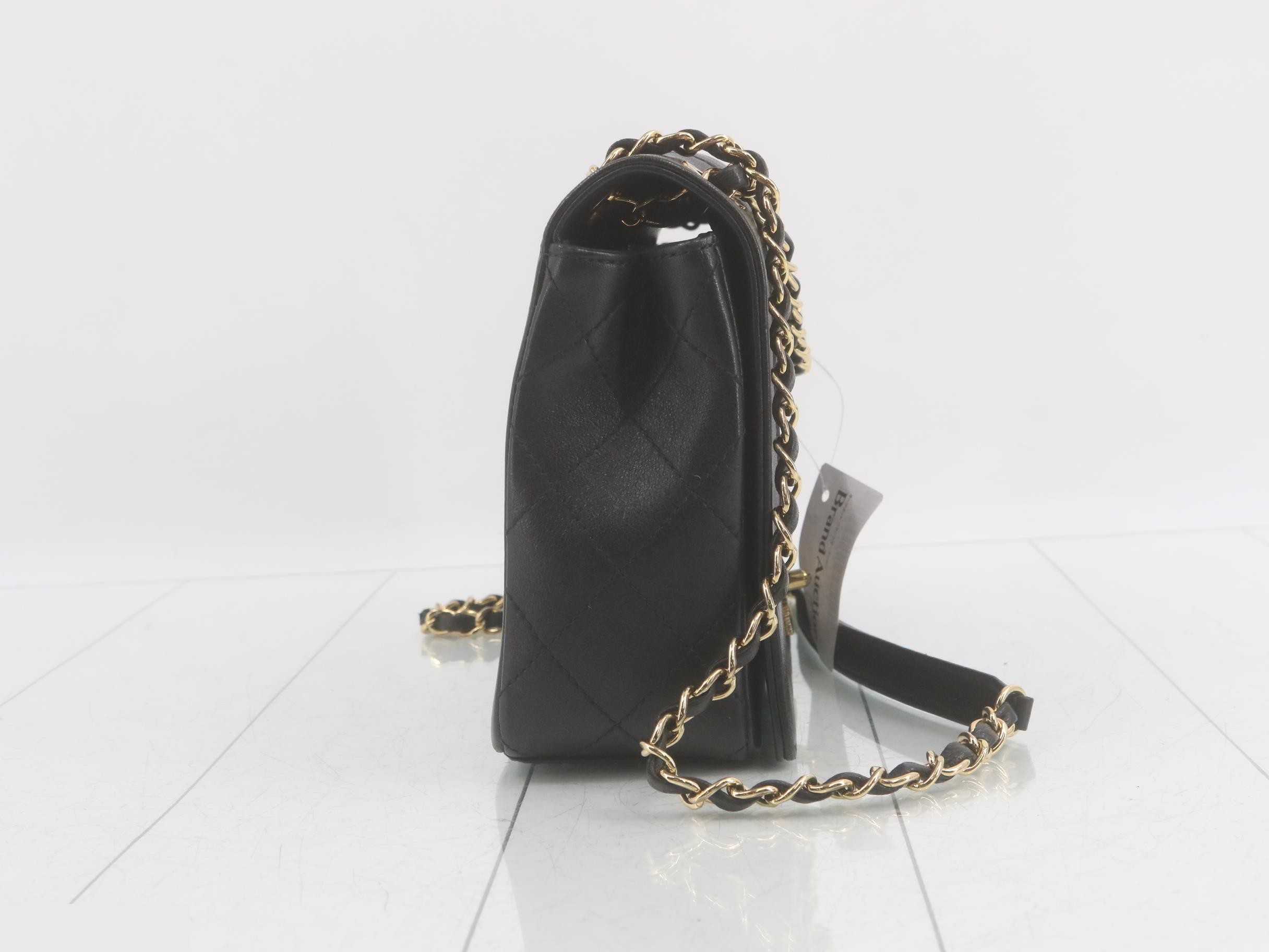 Leather Turnlock Double Chain Shoulder Bag — view 4
